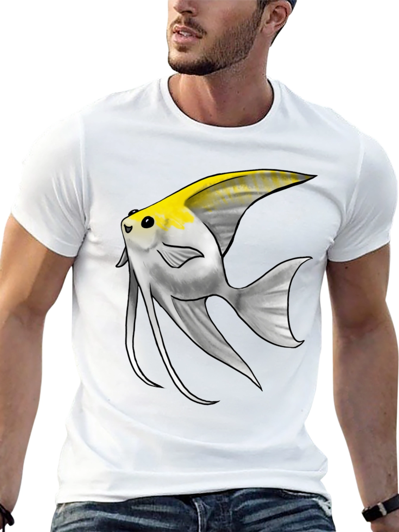 Angelfish Graphic Tee - Black Cotton Blend