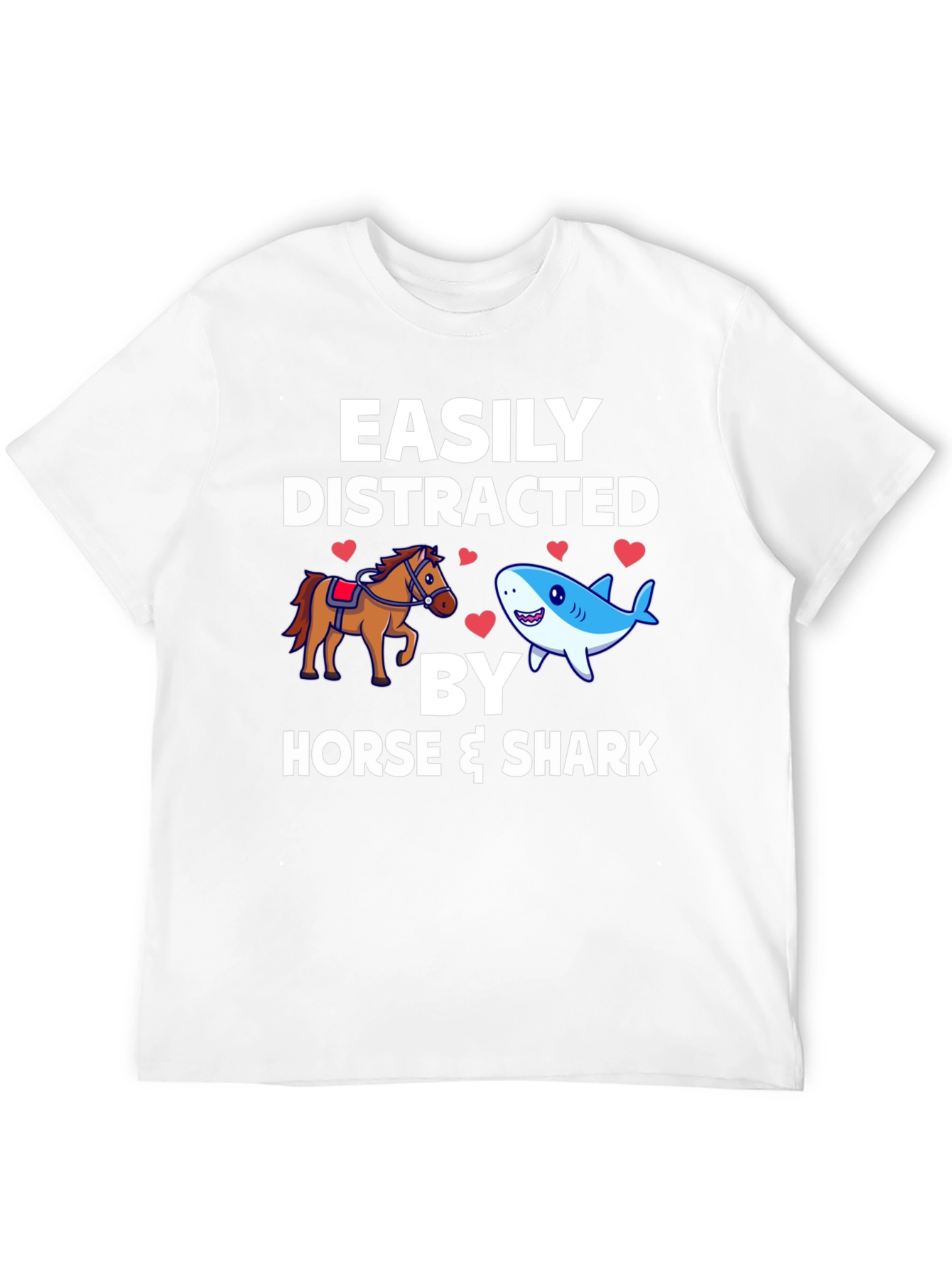 Easily Distracted by Horse & Shark Mens T-Shirt