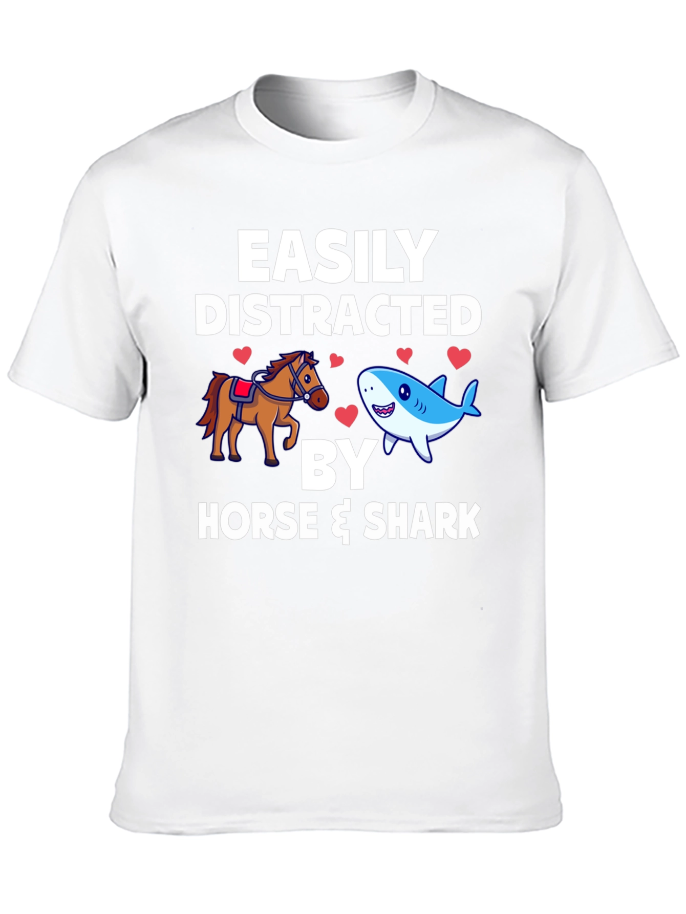 Easily Distracted by Horse & Shark Mens T-Shirt