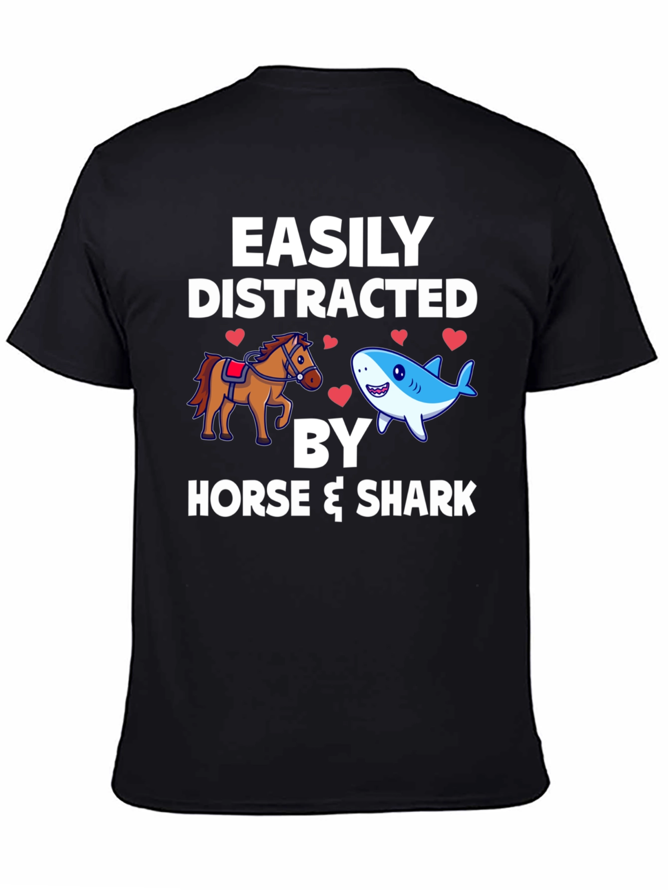 Easily Distracted by Horse & Shark Mens T-Shirt