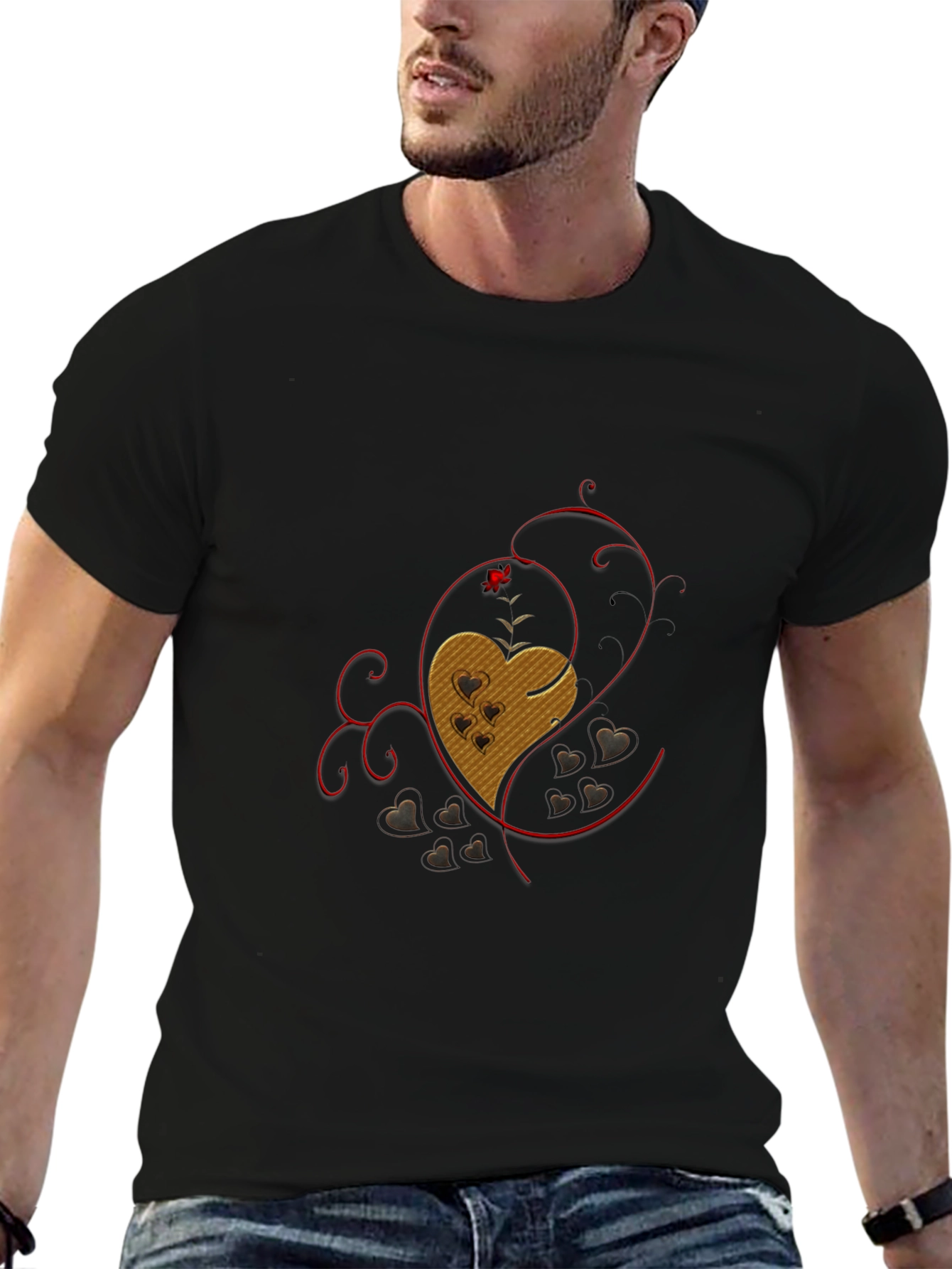 Heart Graphic Black T-Shirt - Love Design Tee