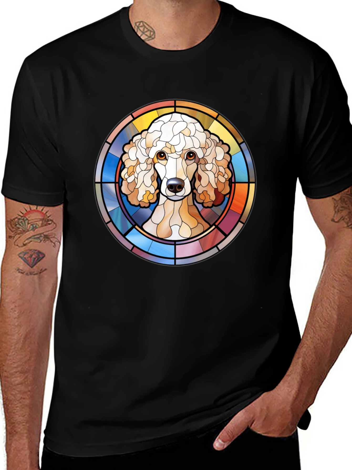 Poodle Stained Glass Style Graphic Tee