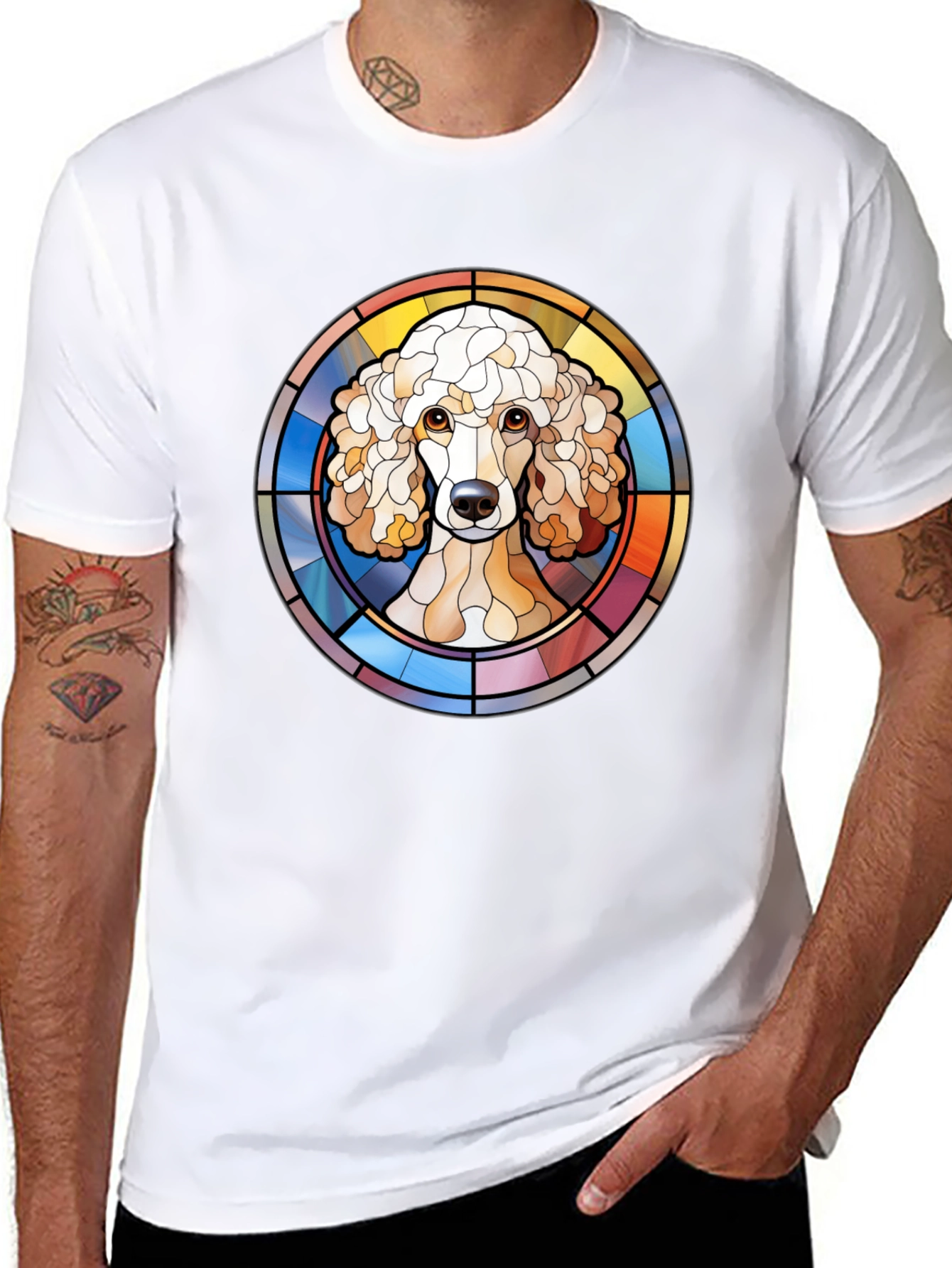 Poodle Stained Glass Style Graphic Tee