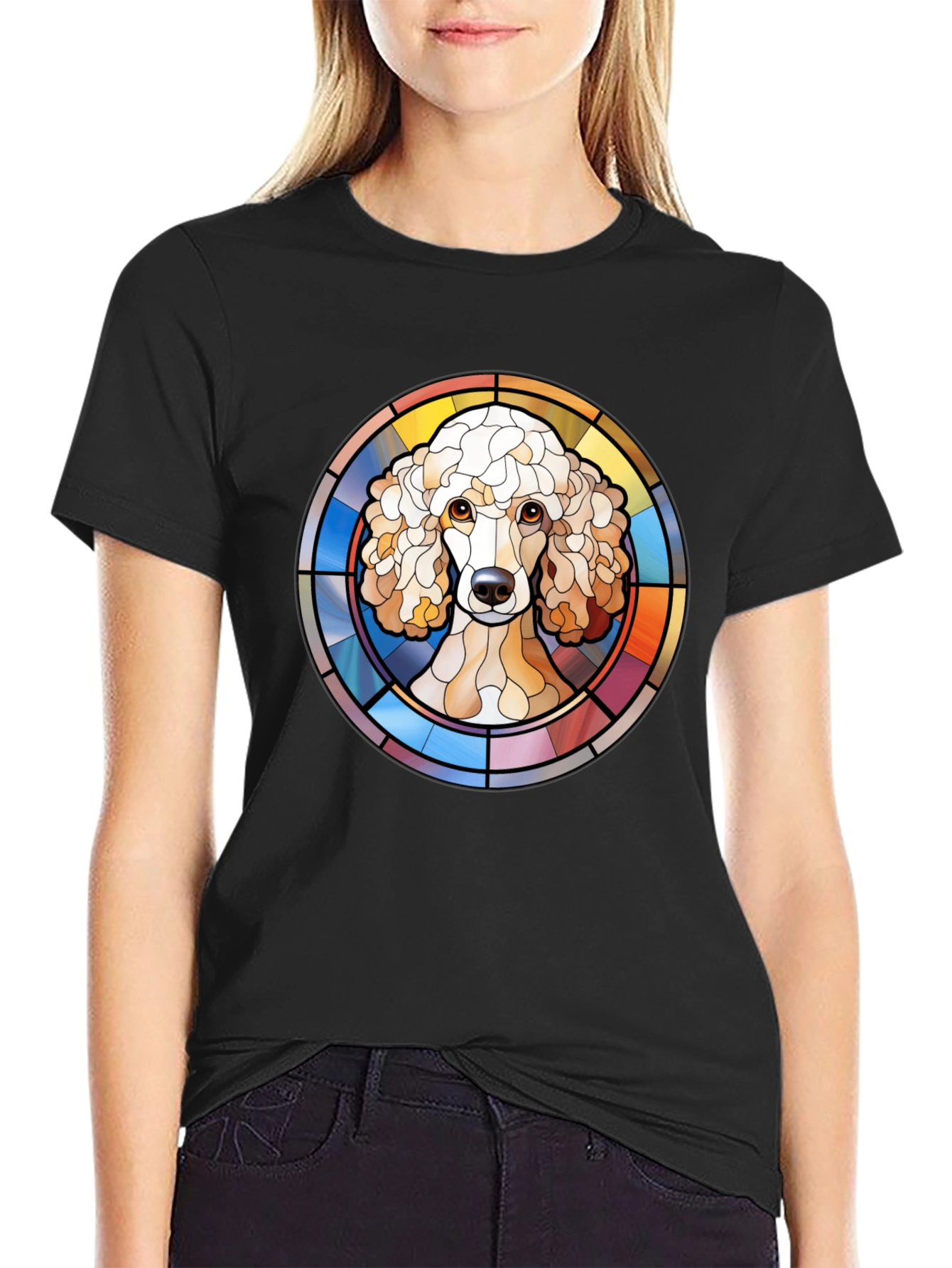 Poodle Stained Glass Style Graphic Tee