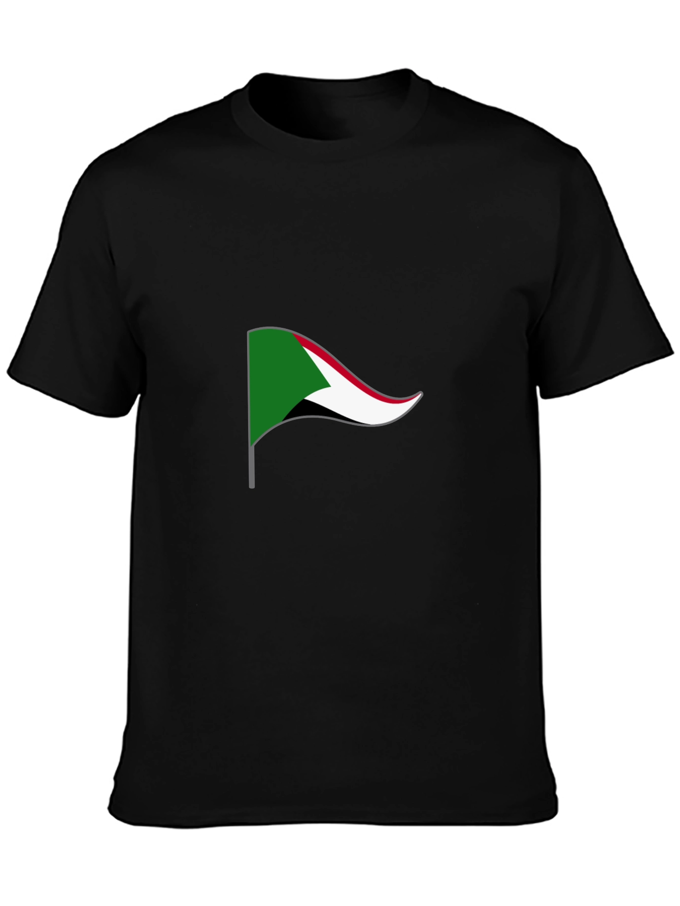 Sudan Flag Graphic Tee - Black Cotton T-Shirt