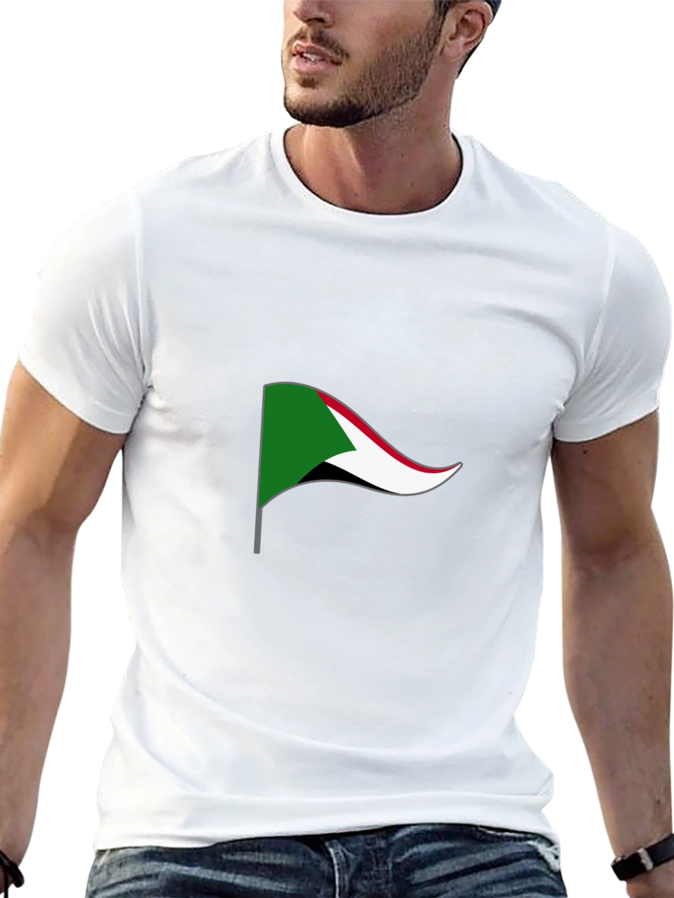 Sudan Flag Graphic Tee - Black Cotton T-Shirt