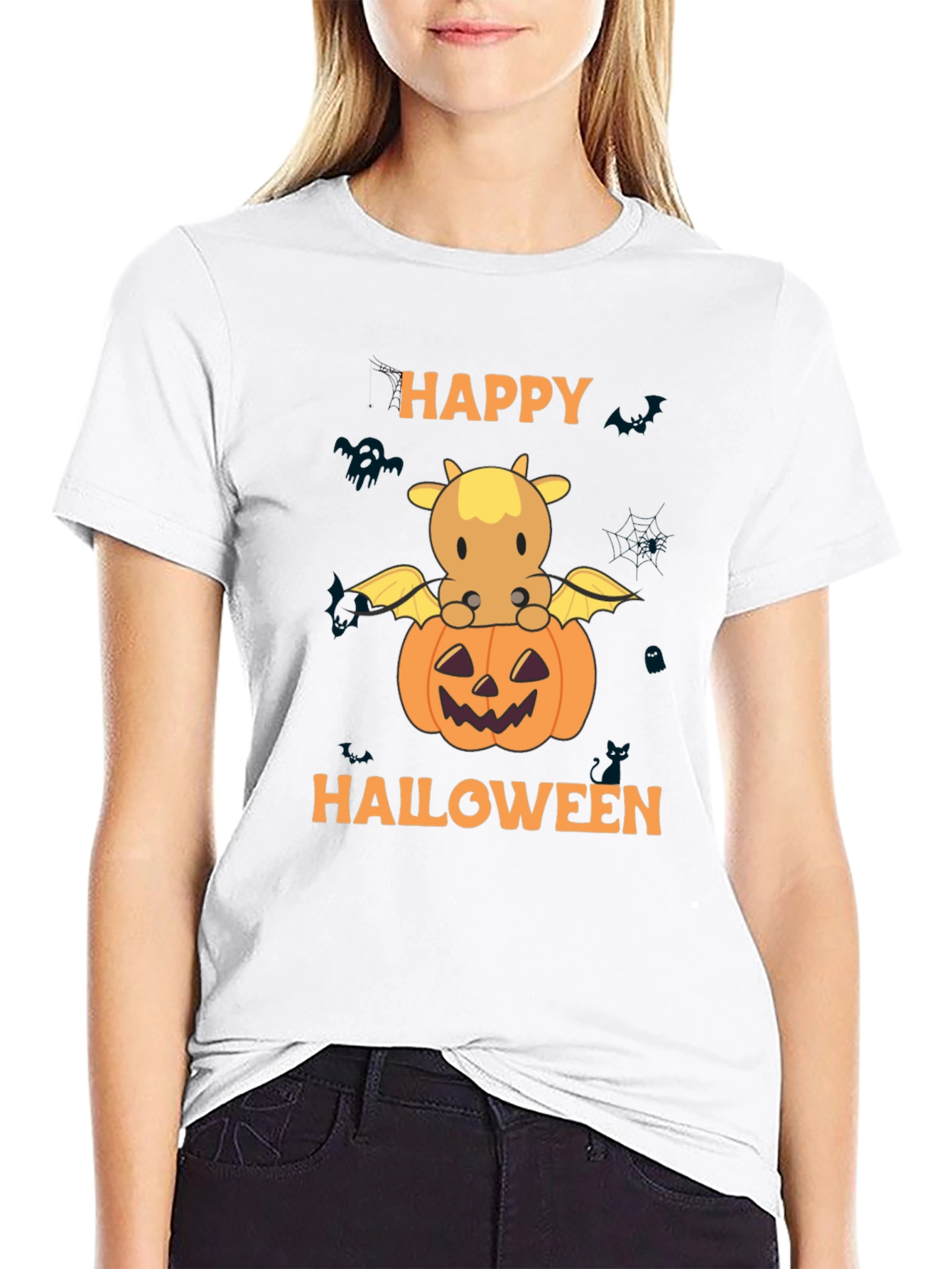 Happy Halloween Cow & Pumpkin T-Shirt
