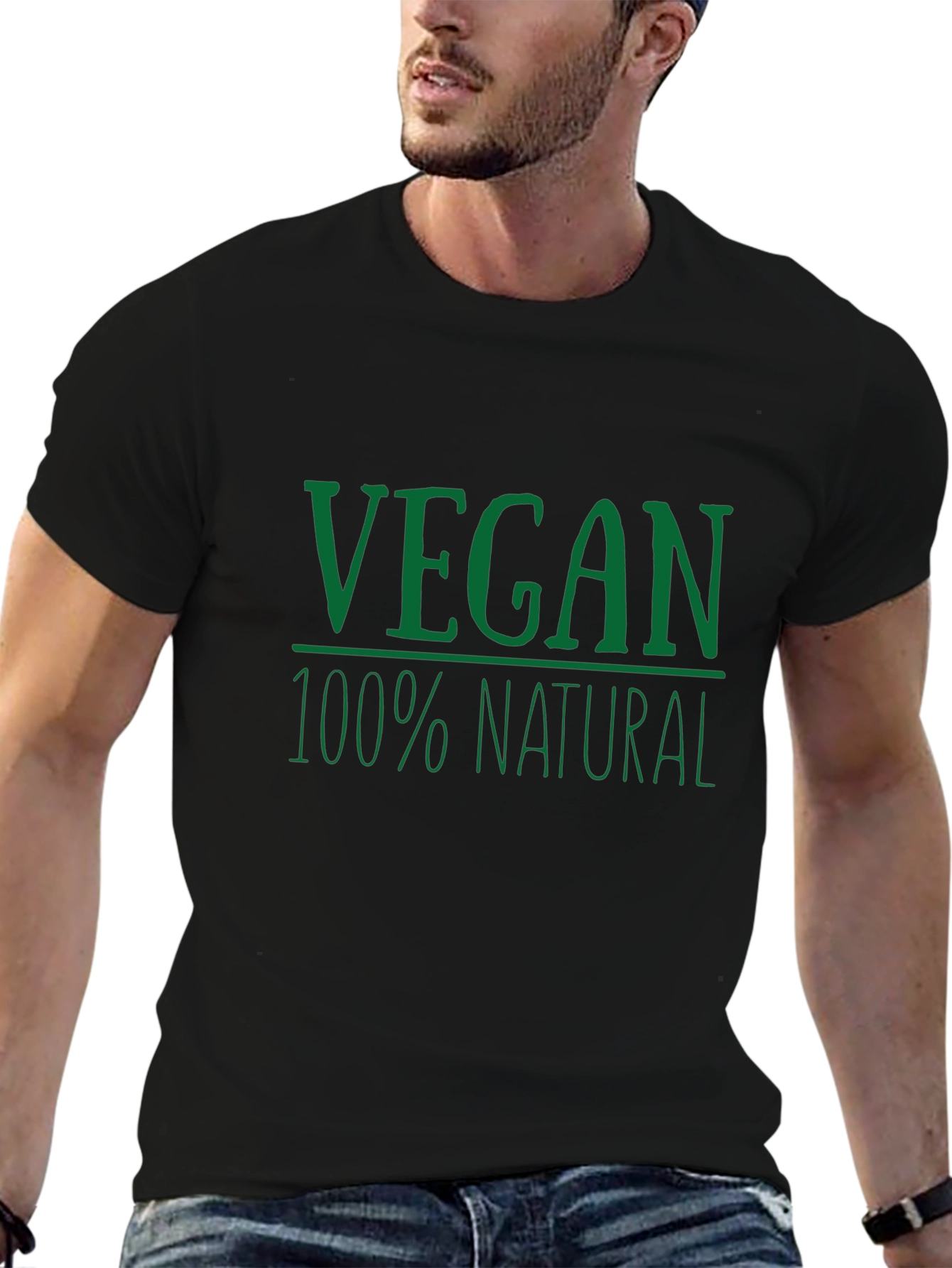 Vegan 100% Natural Graphic T-Shirt - Black