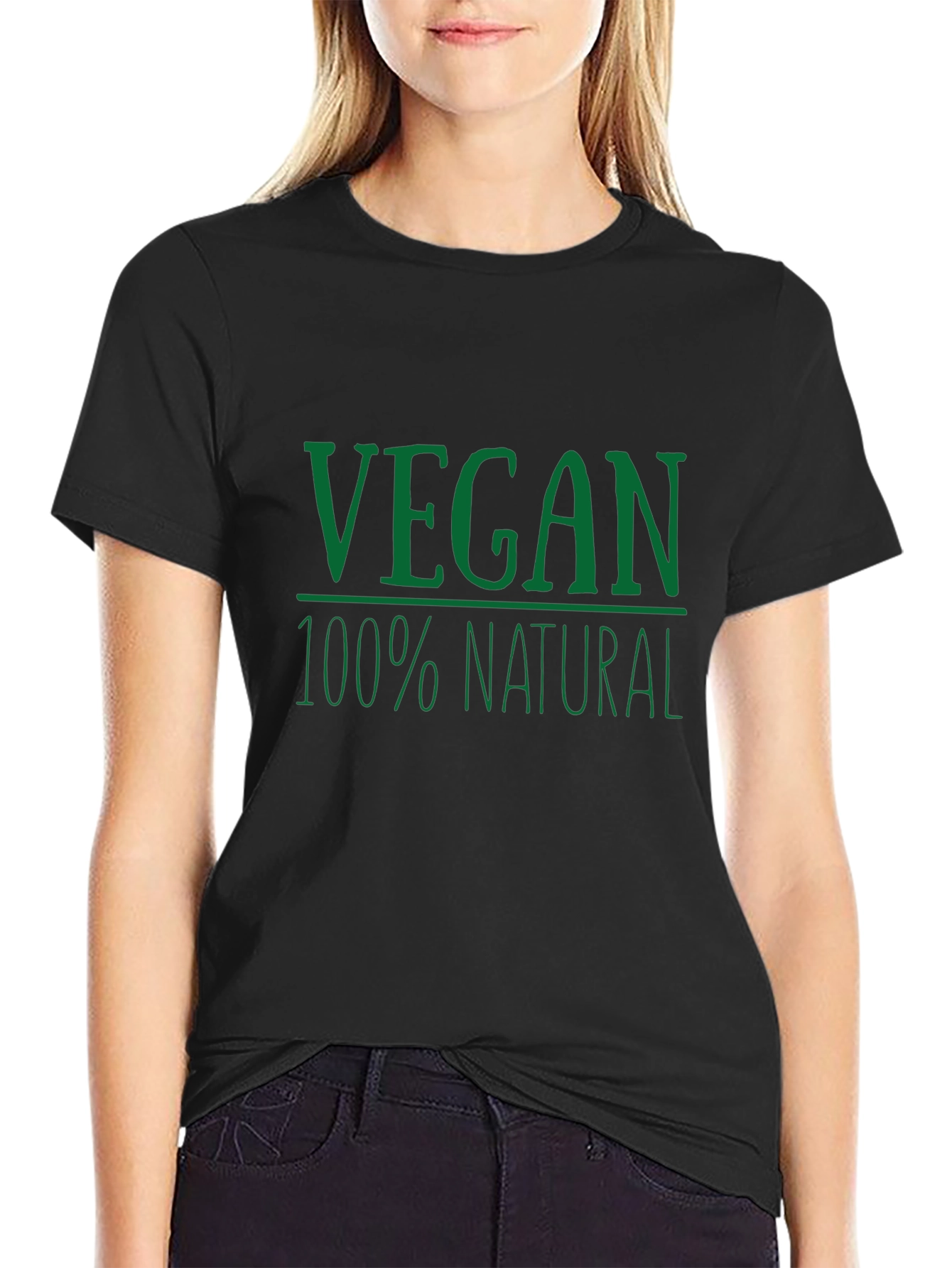 Vegan 100% Natural Graphic T-Shirt - Black