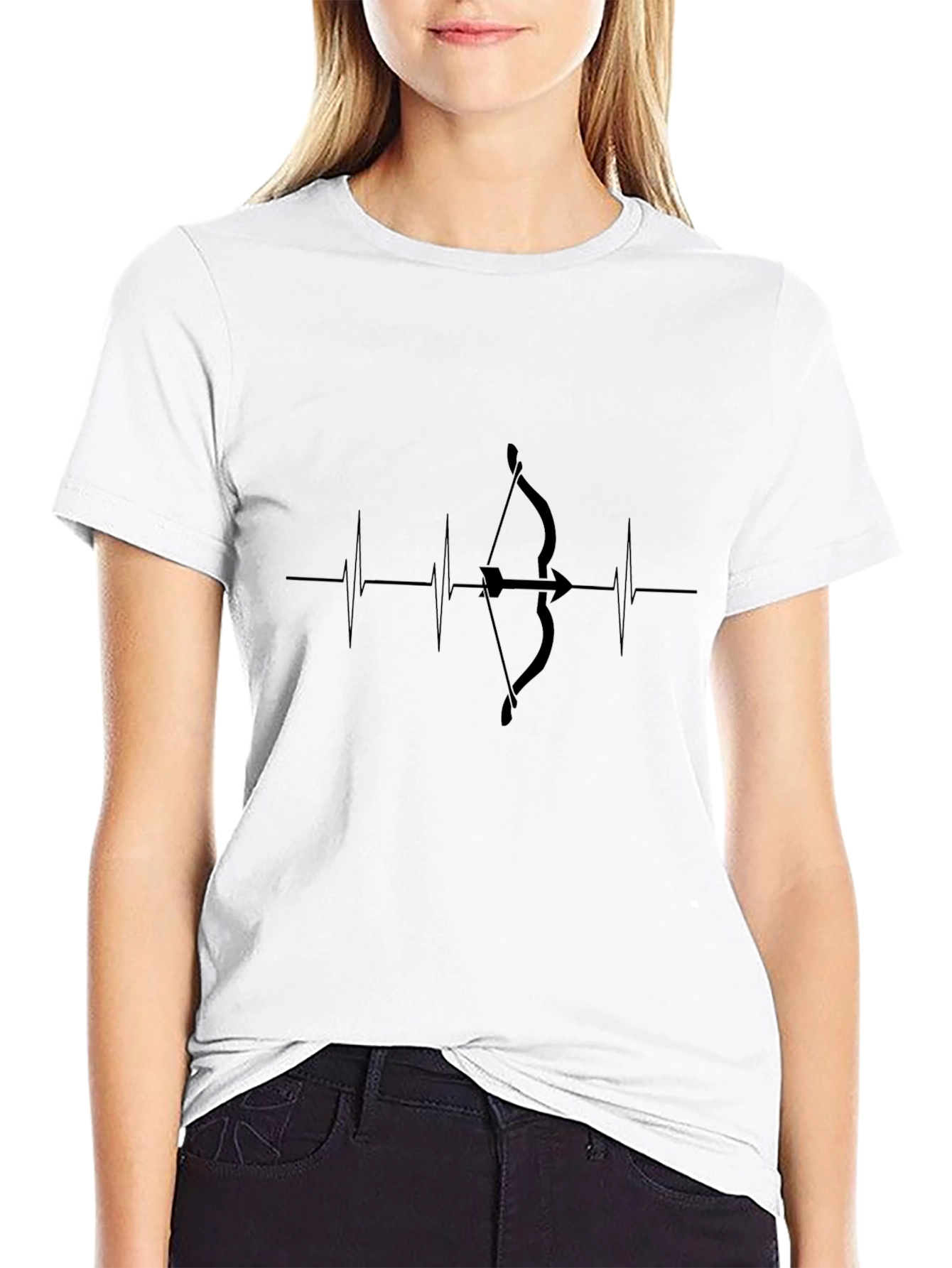 Archers Heartbeat Graphic Tee - Black Cotton T-Shirt