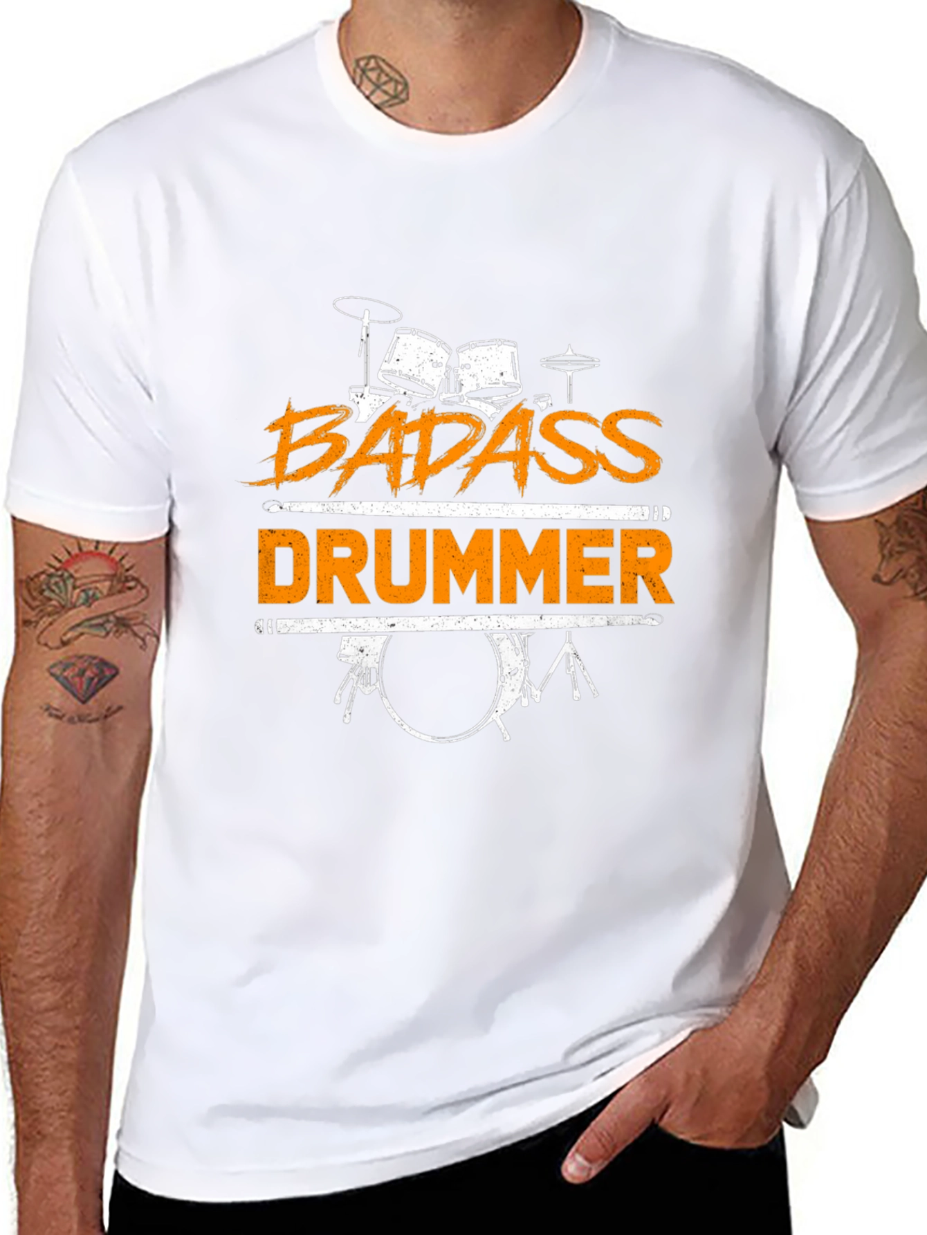 Badass Drummer Graphic Tee - Black