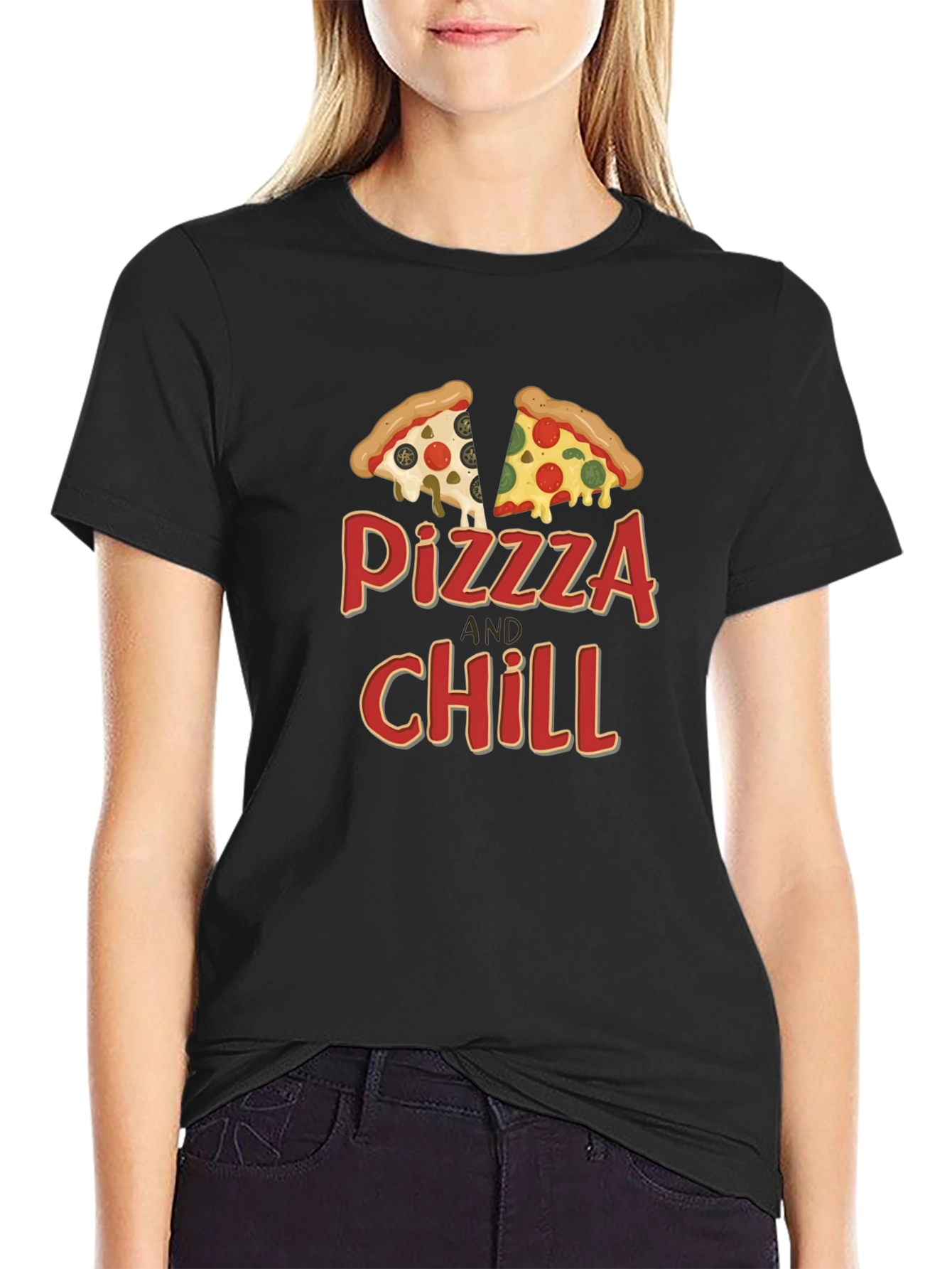 Pizza and Chill Graphic Tee - Black Unisex T-Shirt