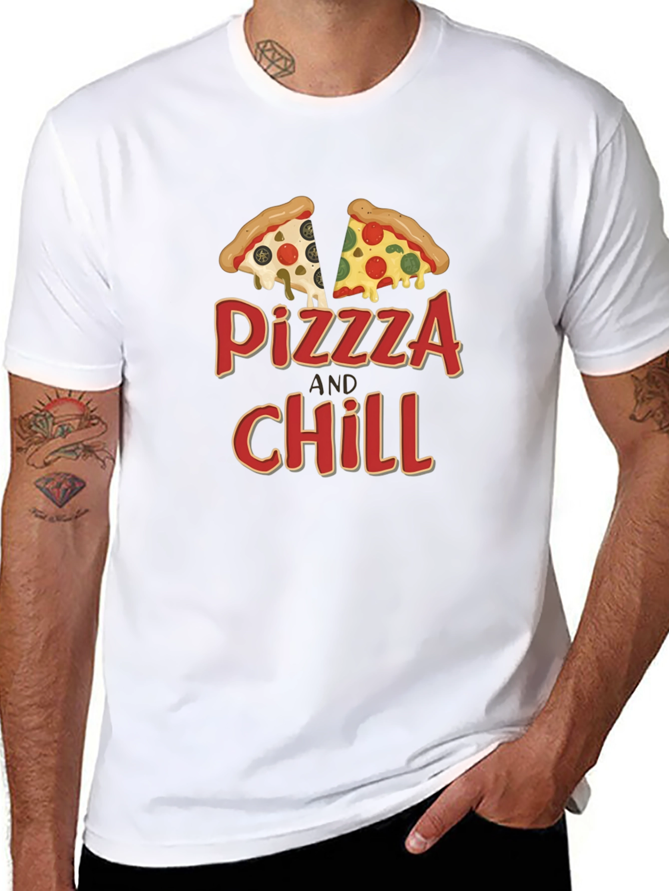 Pizza and Chill Graphic Tee - Black Unisex T-Shirt