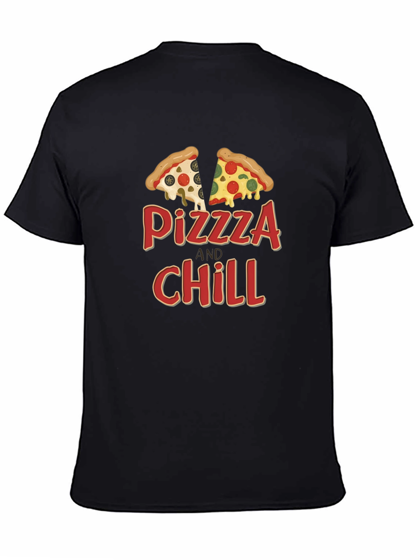 Pizza and Chill Graphic Tee - Black Unisex T-Shirt