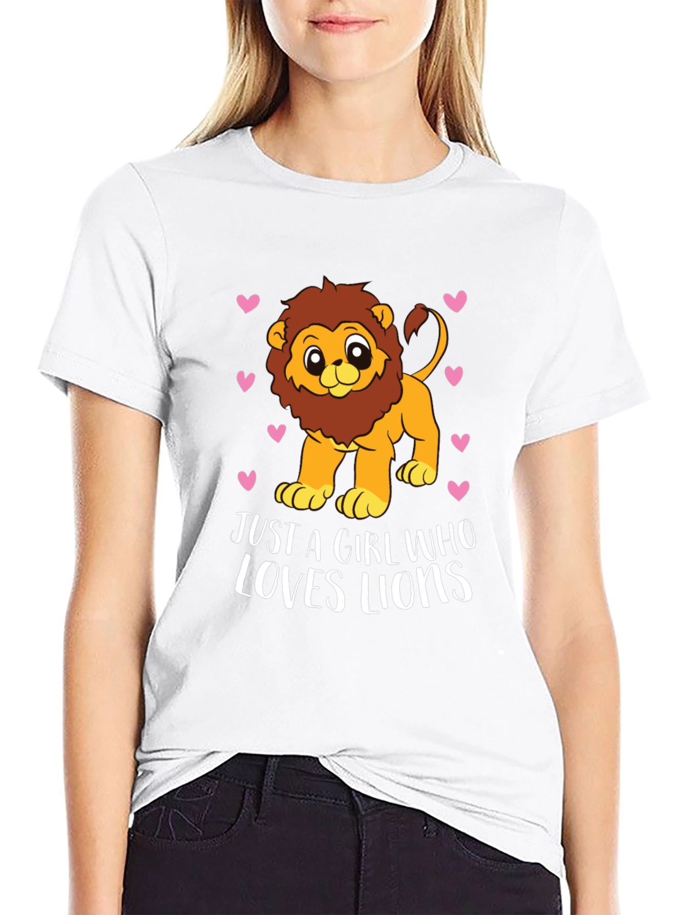 Girl Loves Lions Tee - Cute Cartoon Lion Design