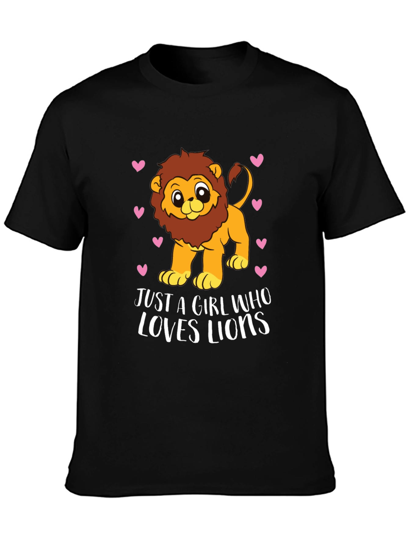 Girl Loves Lions Tee - Cute Cartoon Lion Design