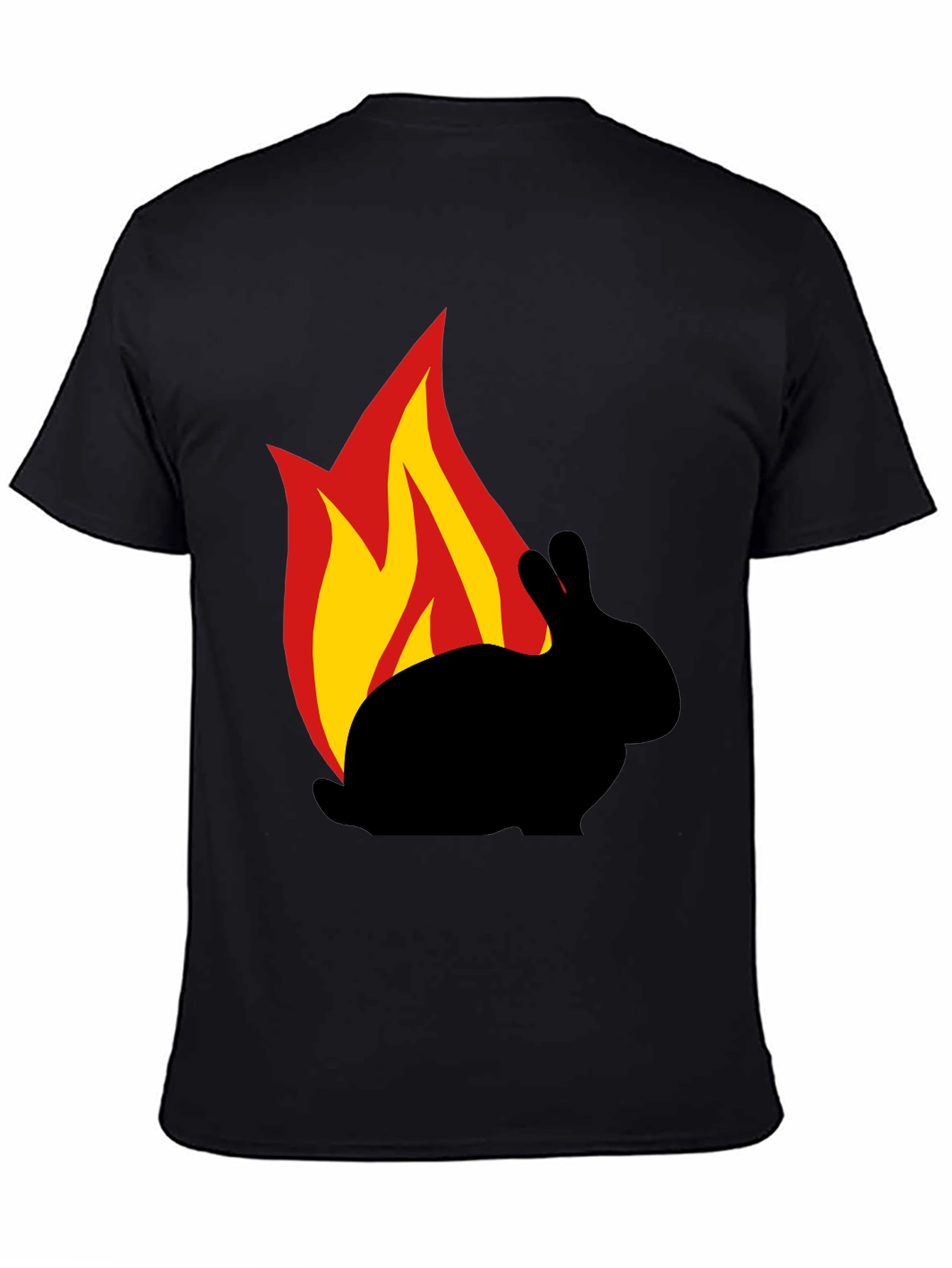 Burning Rabbit Graphic Tee - Black Cotton T-Shirt