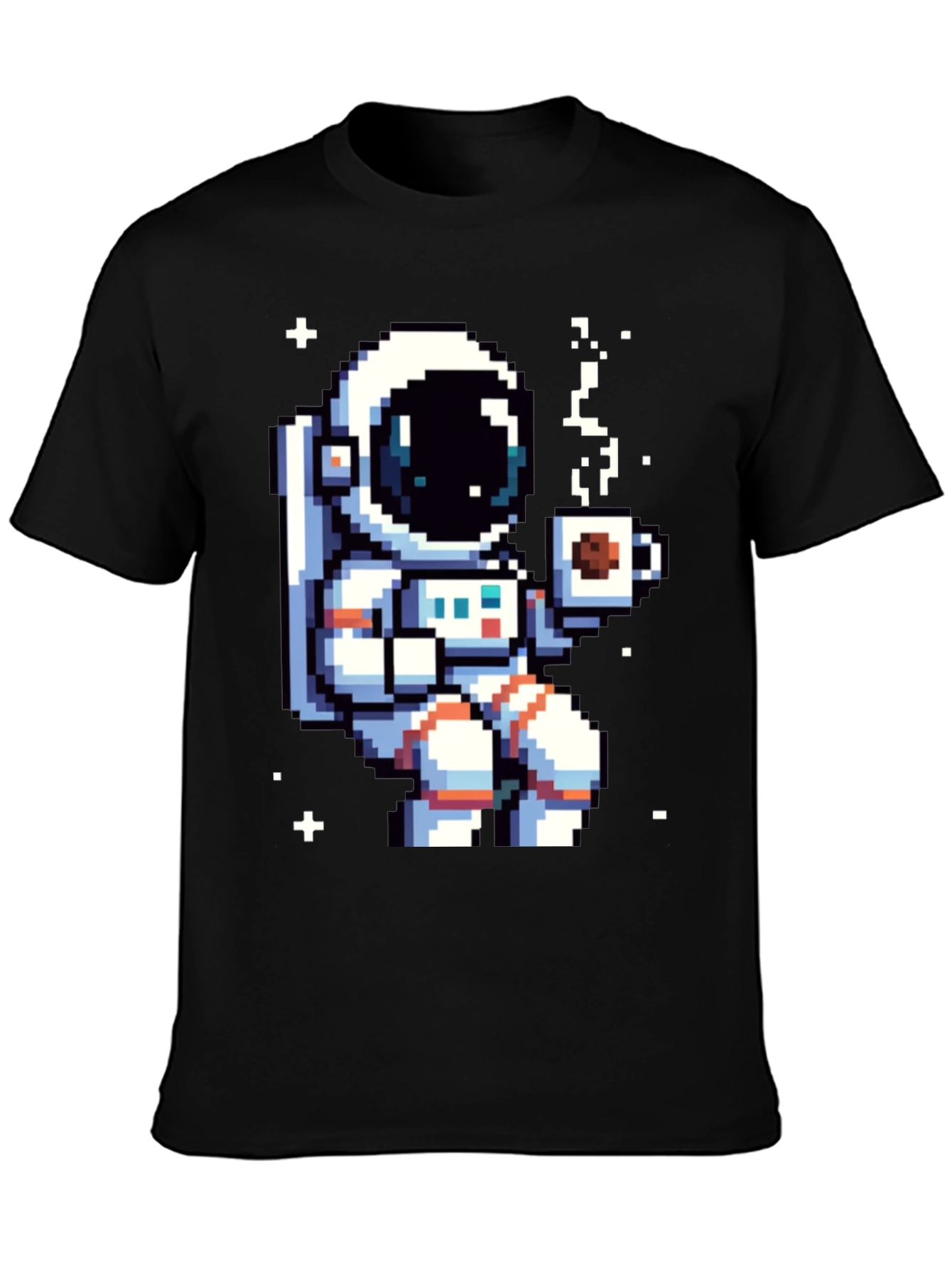 Pixel Astronaut Coffee T-Shirt - Space Lover Tee