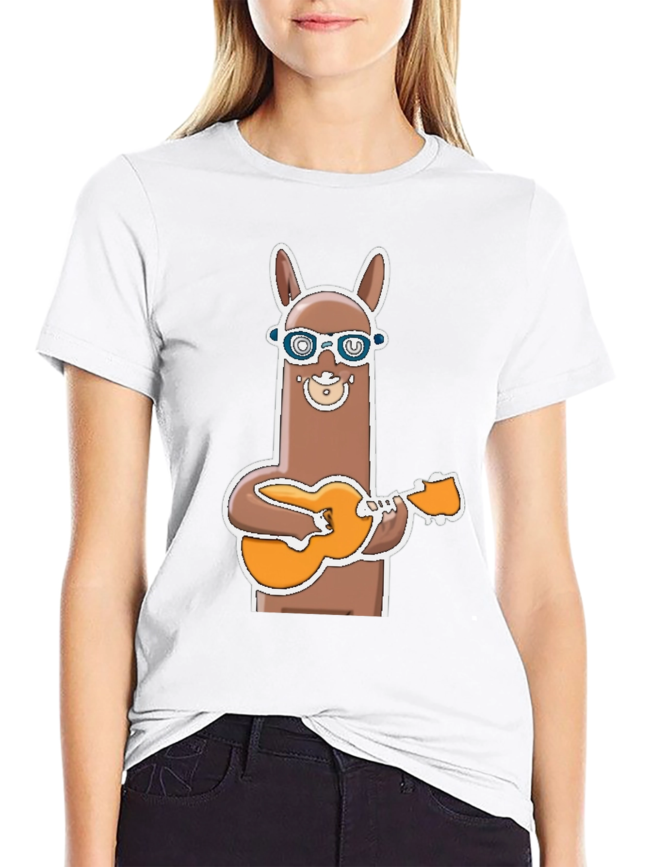 Llama Guitar Player T-Shirt Funny Graphic Tee