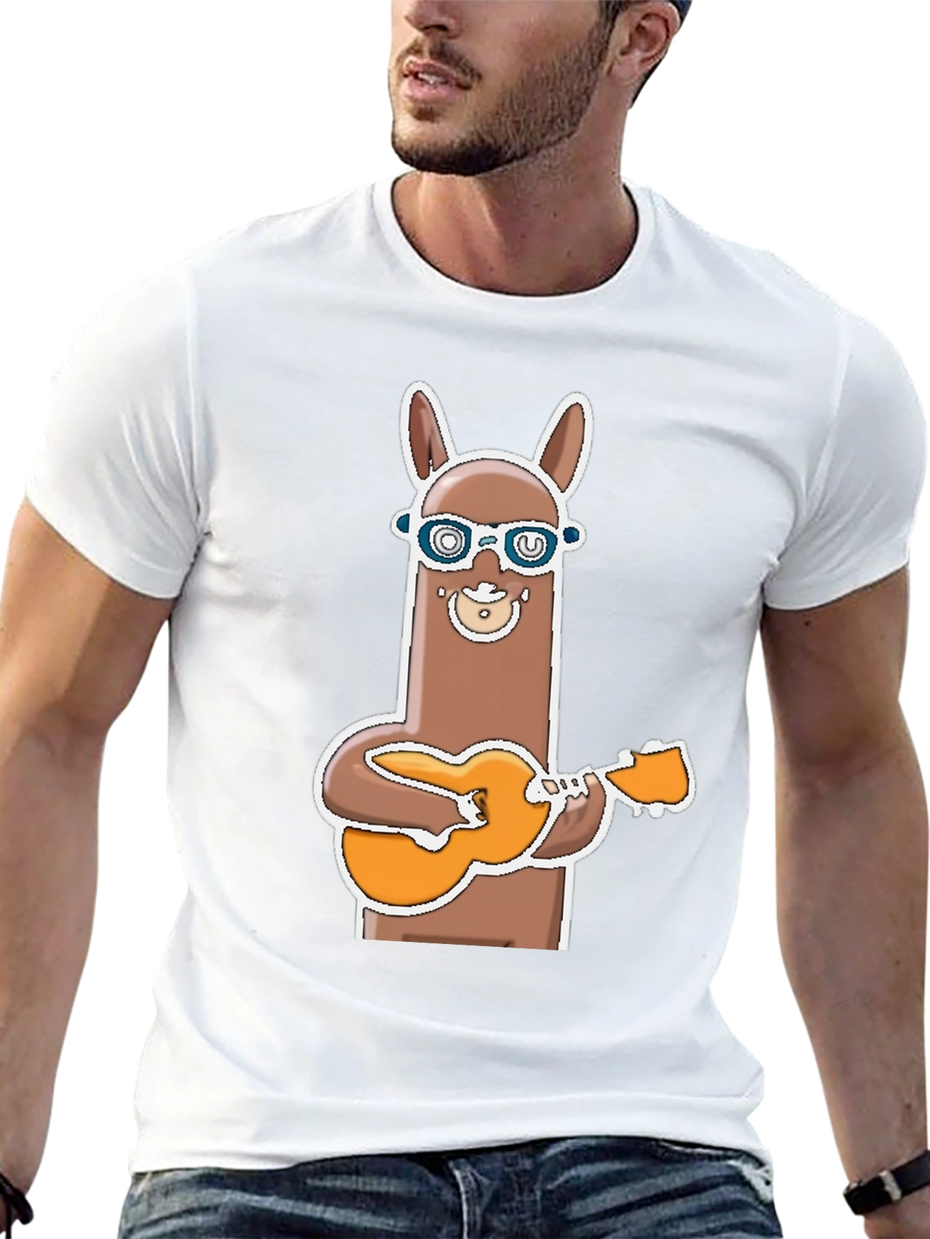 Llama Guitar Player T-Shirt Funny Graphic Tee