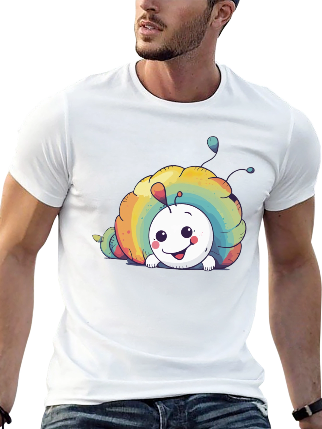 Rainbow Snail Graphic Tee - Unisex Black T-Shirt