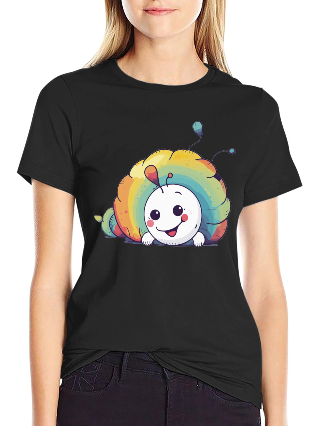 Rainbow Snail Graphic Tee - Unisex Black T-Shirt