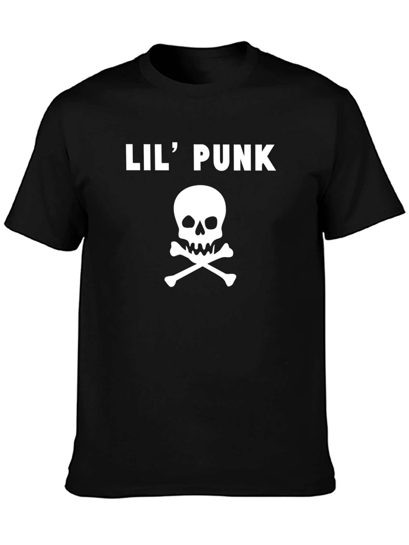 Lil Punk Skull Graphic Tee - Black Cotton T-Shirt