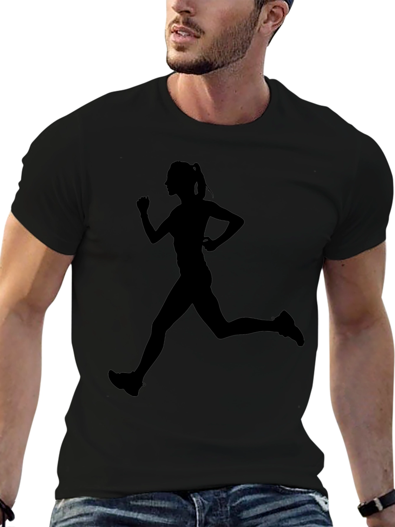 Runner Silhouette Graphic Tee - Black Cotton Blend