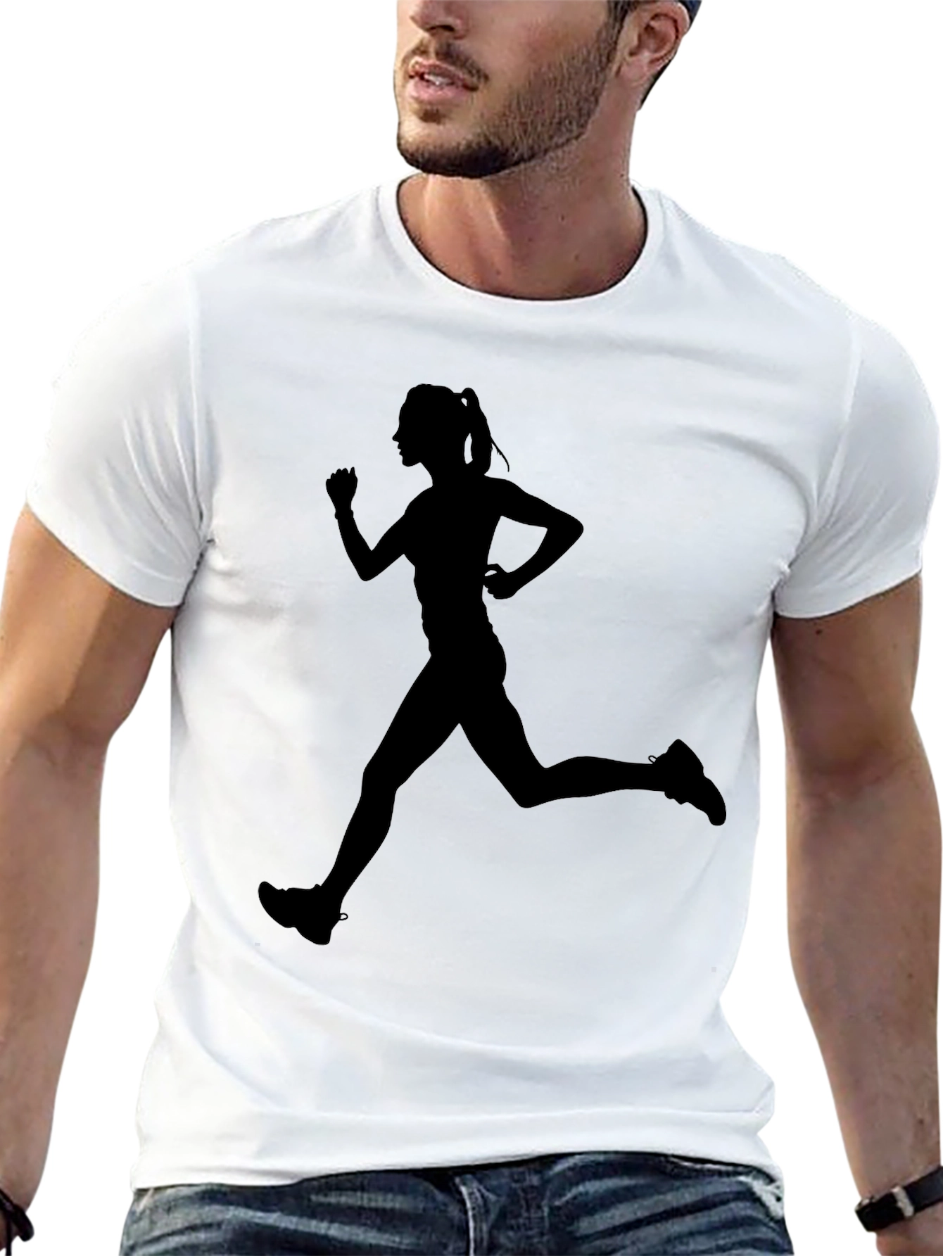 Runner Silhouette Graphic Tee - Black Cotton Blend