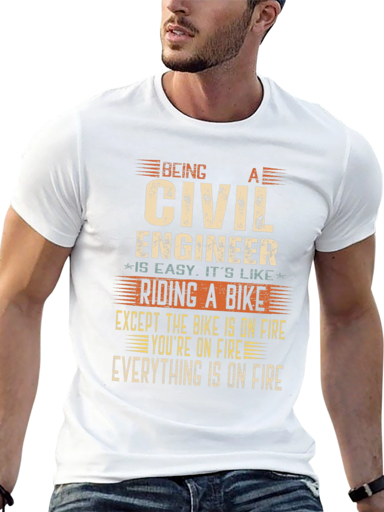 Civil Engineer On Fire T-Shirt - Funny Engineering Tee