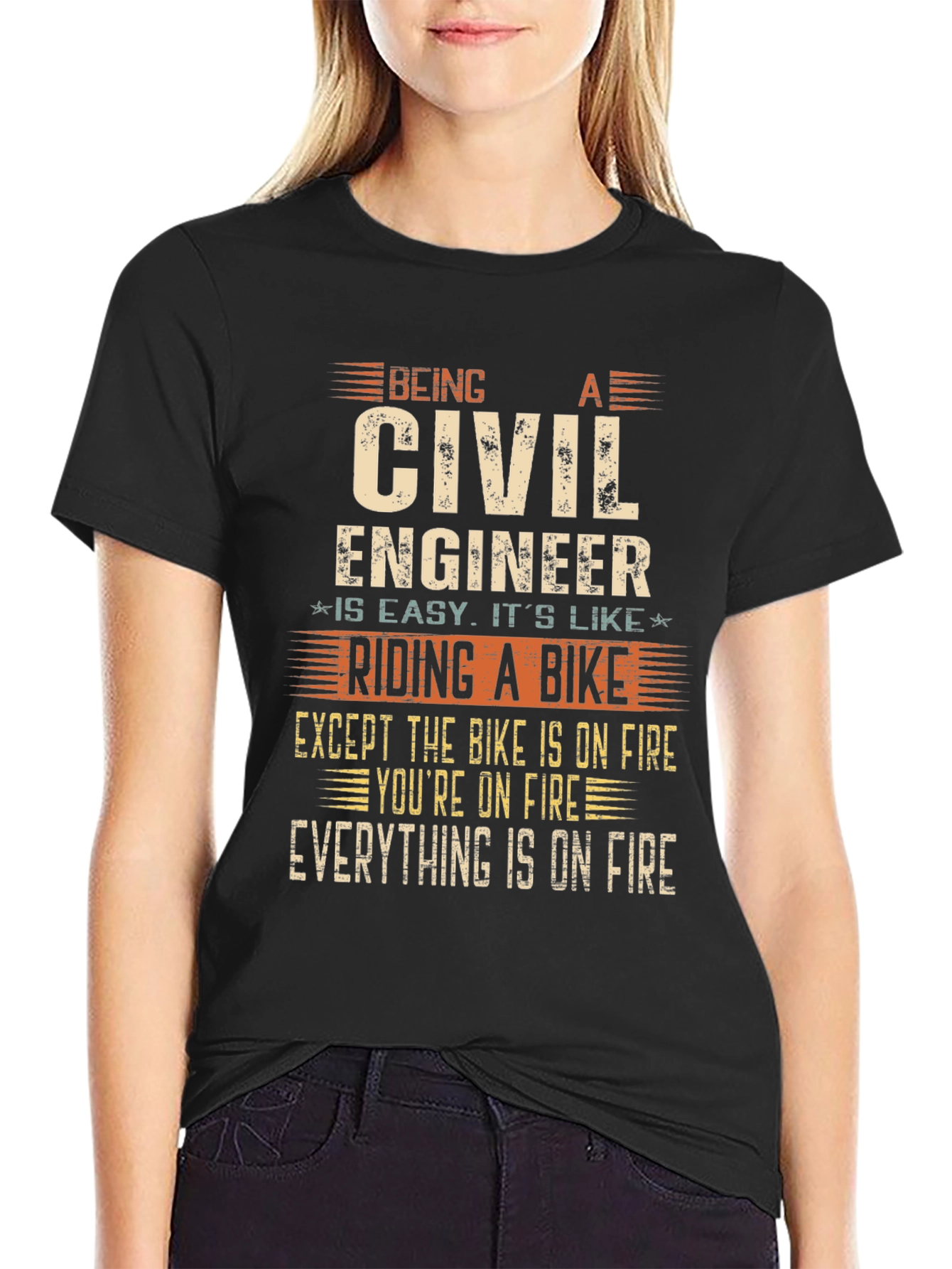 Civil Engineer On Fire T-Shirt - Funny Engineering Tee