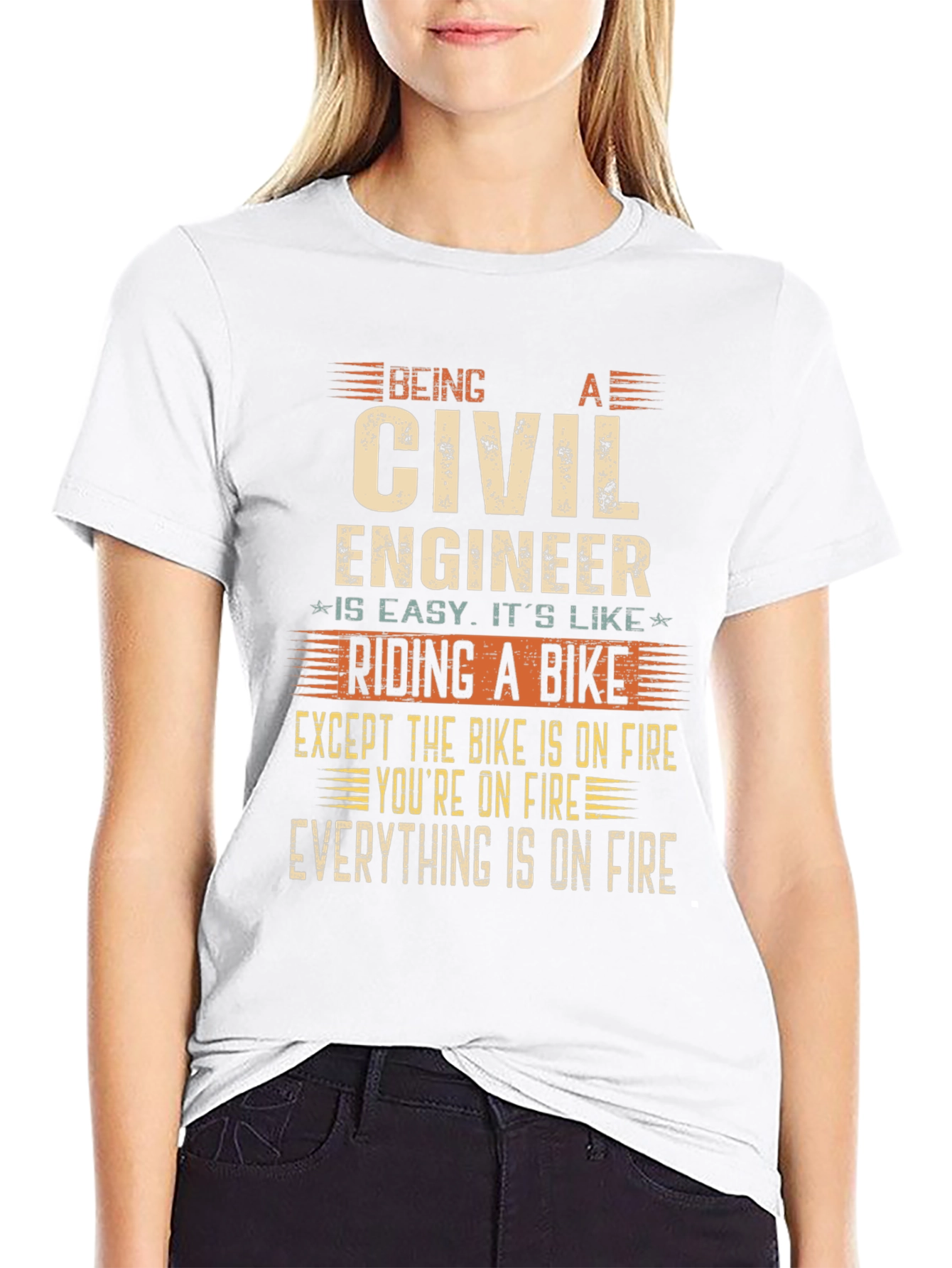 Civil Engineer On Fire T-Shirt - Funny Engineering Tee