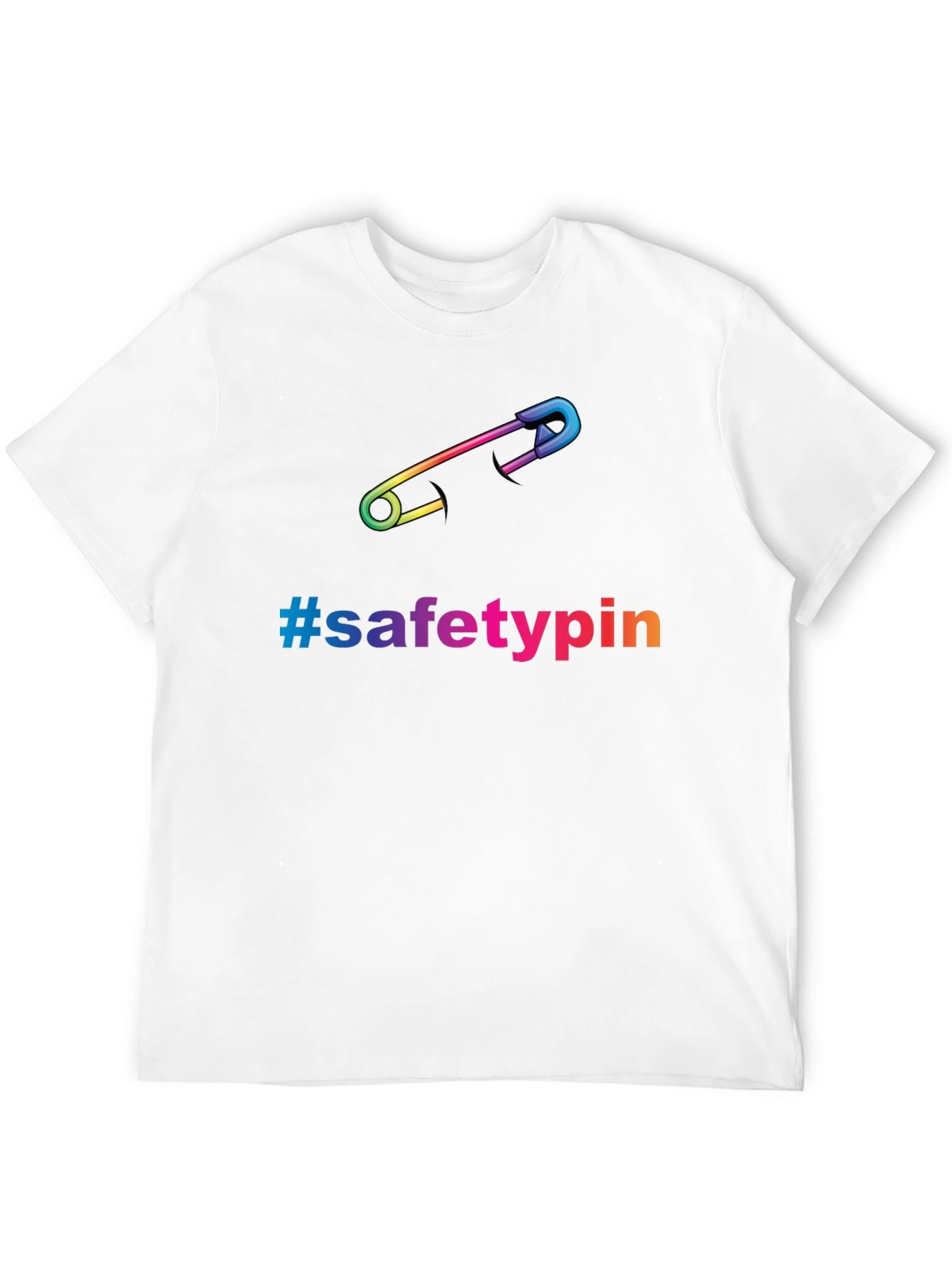 Safety Pin Pride T-Shirt - Rainbow Graphic Tee