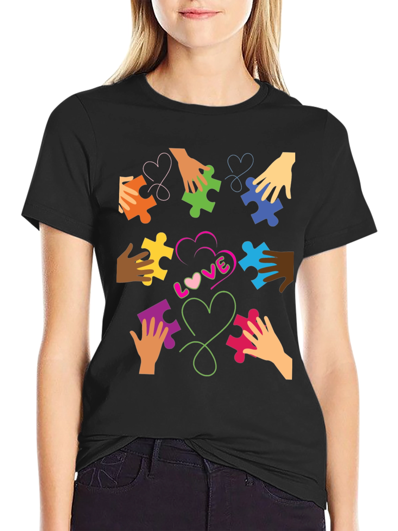 Autism Awareness Puzzle Piece Heart Love T-Shirt