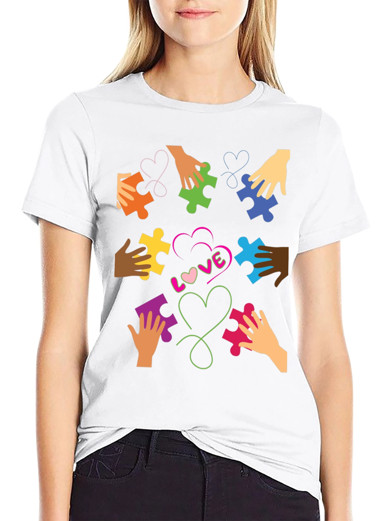 Autism Awareness Puzzle Piece Heart Love T-Shirt