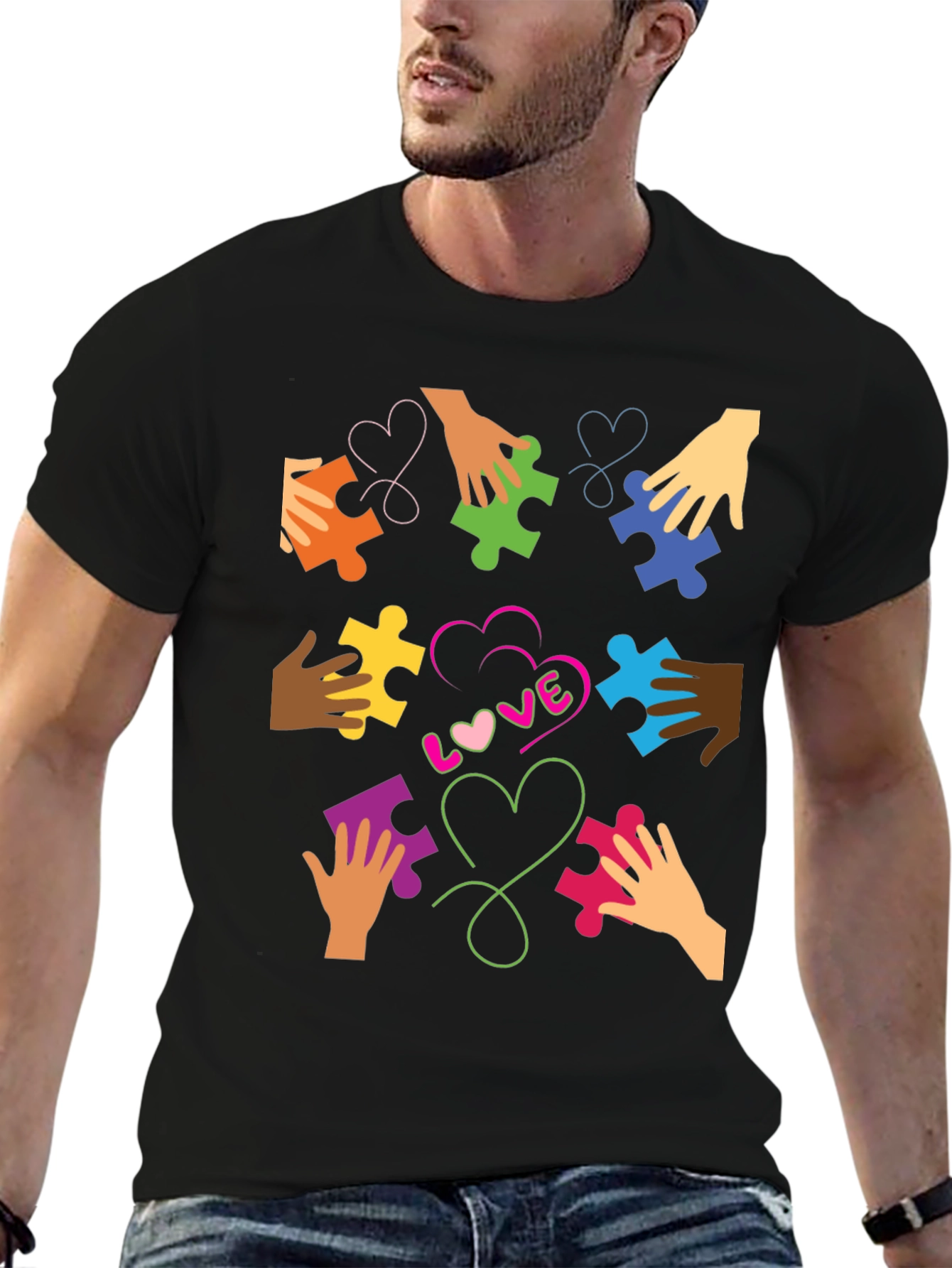 Autism Awareness Puzzle Piece Heart Love T-Shirt