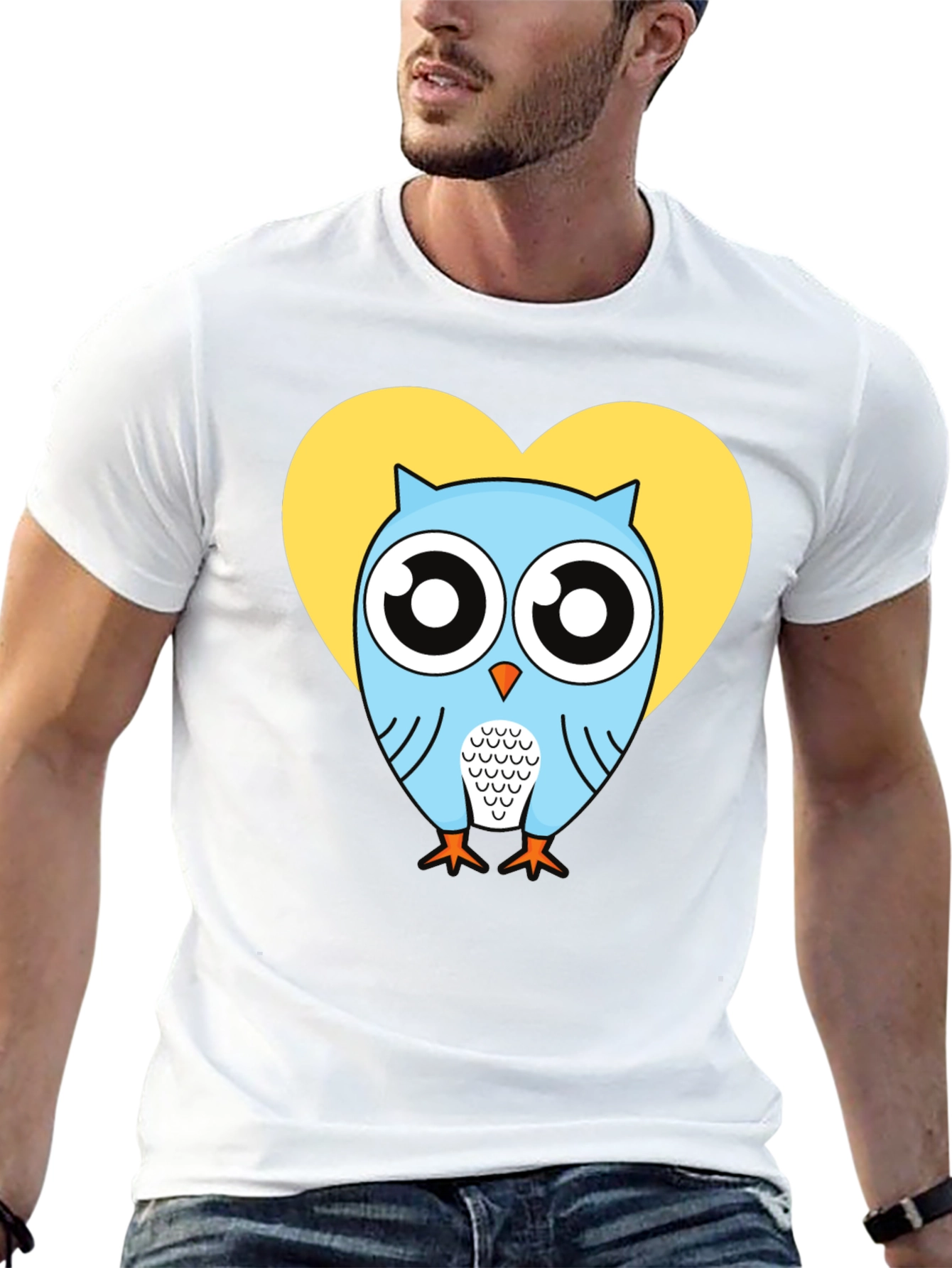 Owl Heart Graphic T-Shirt - Trendy Mens Tee
