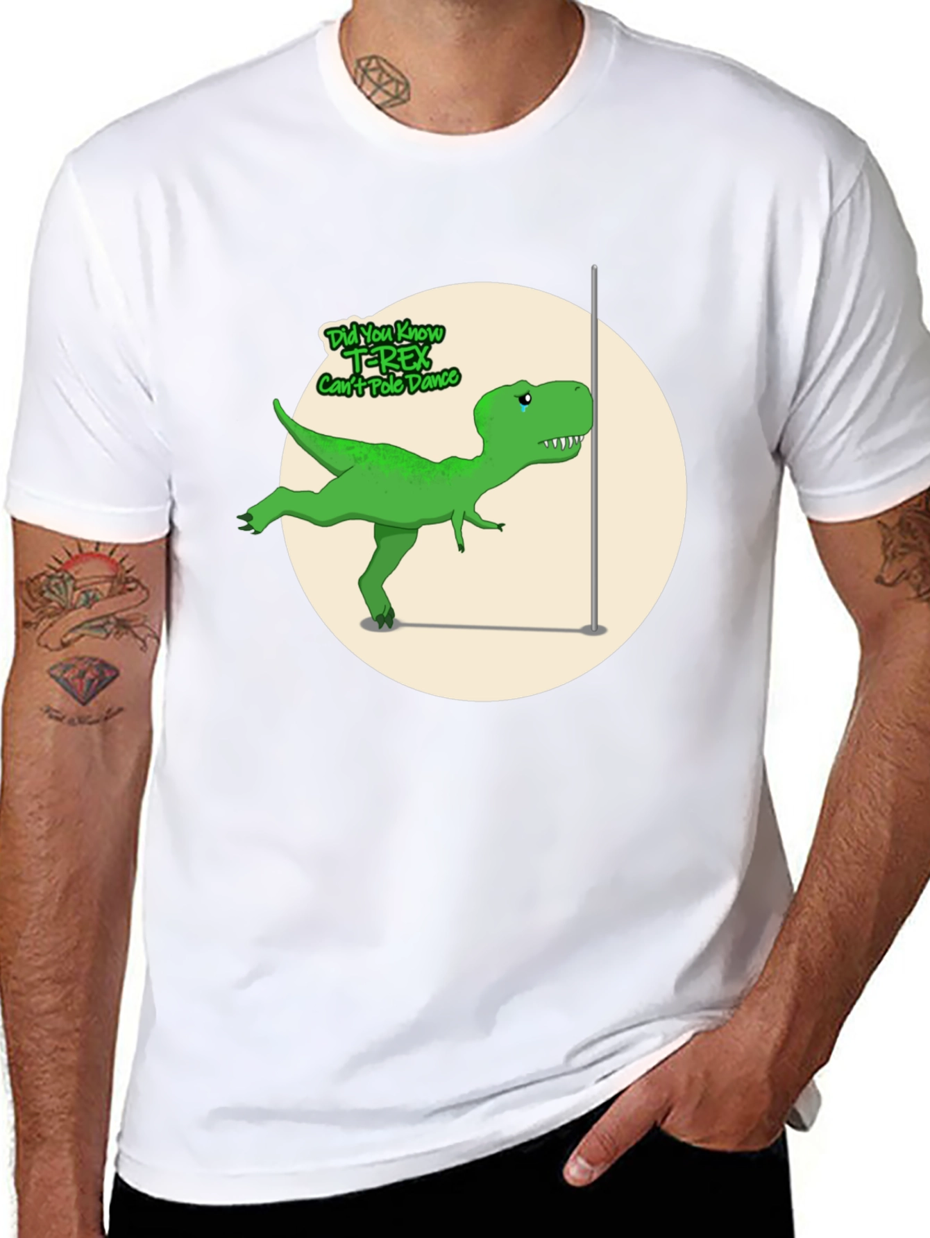 T-Rex Cant Pole Dance Graphic T-Shirt