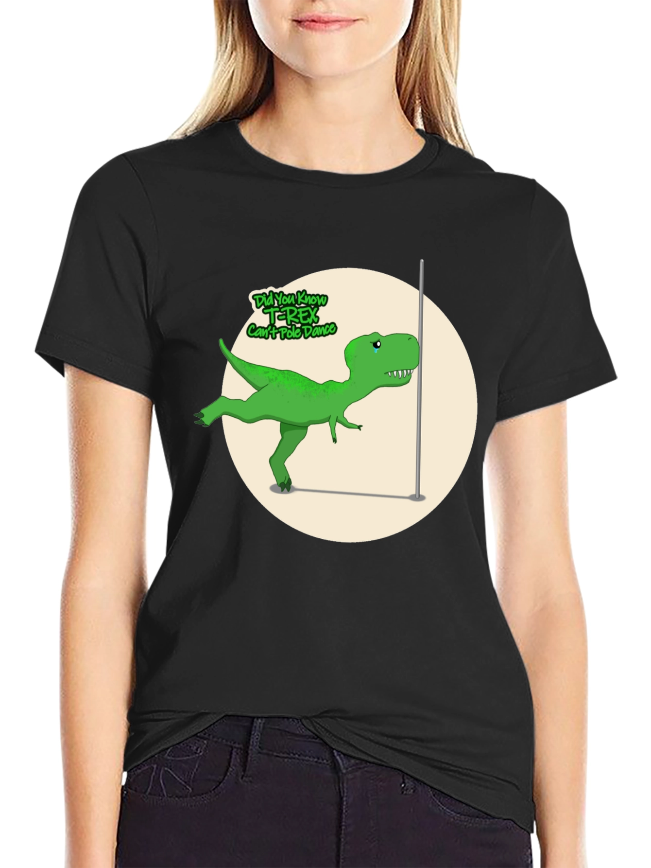 T-Rex Cant Pole Dance Graphic T-Shirt