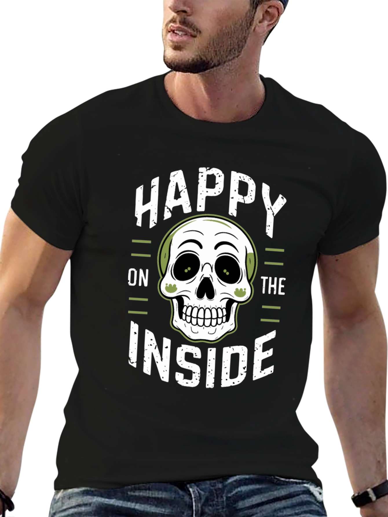 Happy on the Inside Skull Graphic T-Shirt