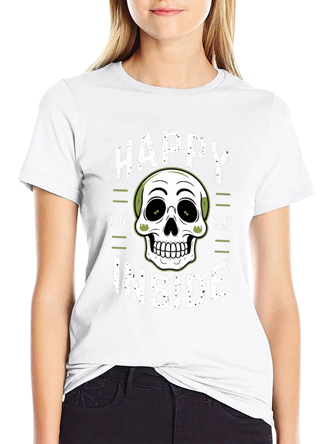 Happy on the Inside Skull Graphic T-Shirt