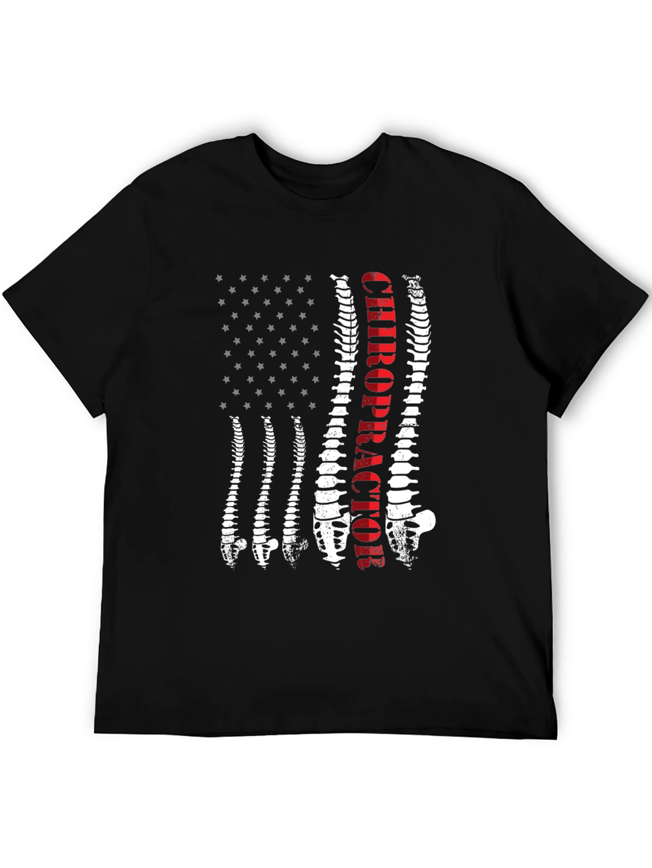 Chiropractor Spine American Flag Graphic Tee