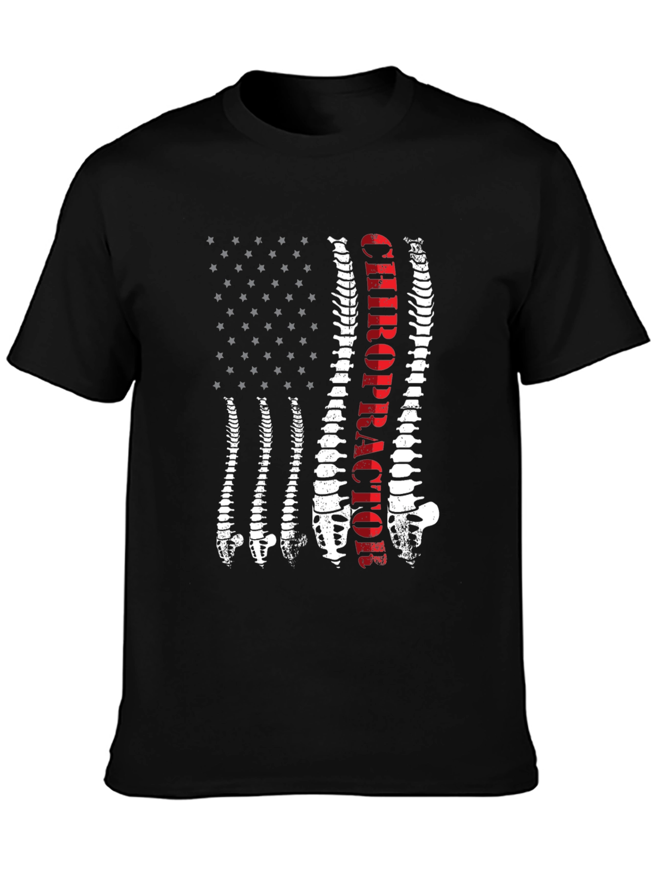 Chiropractor Spine American Flag Graphic Tee