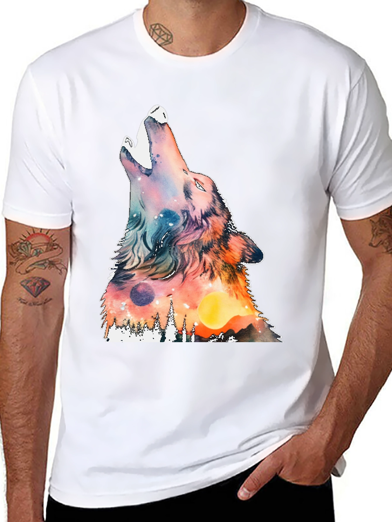 Wolf Howling Graphic Print Tee