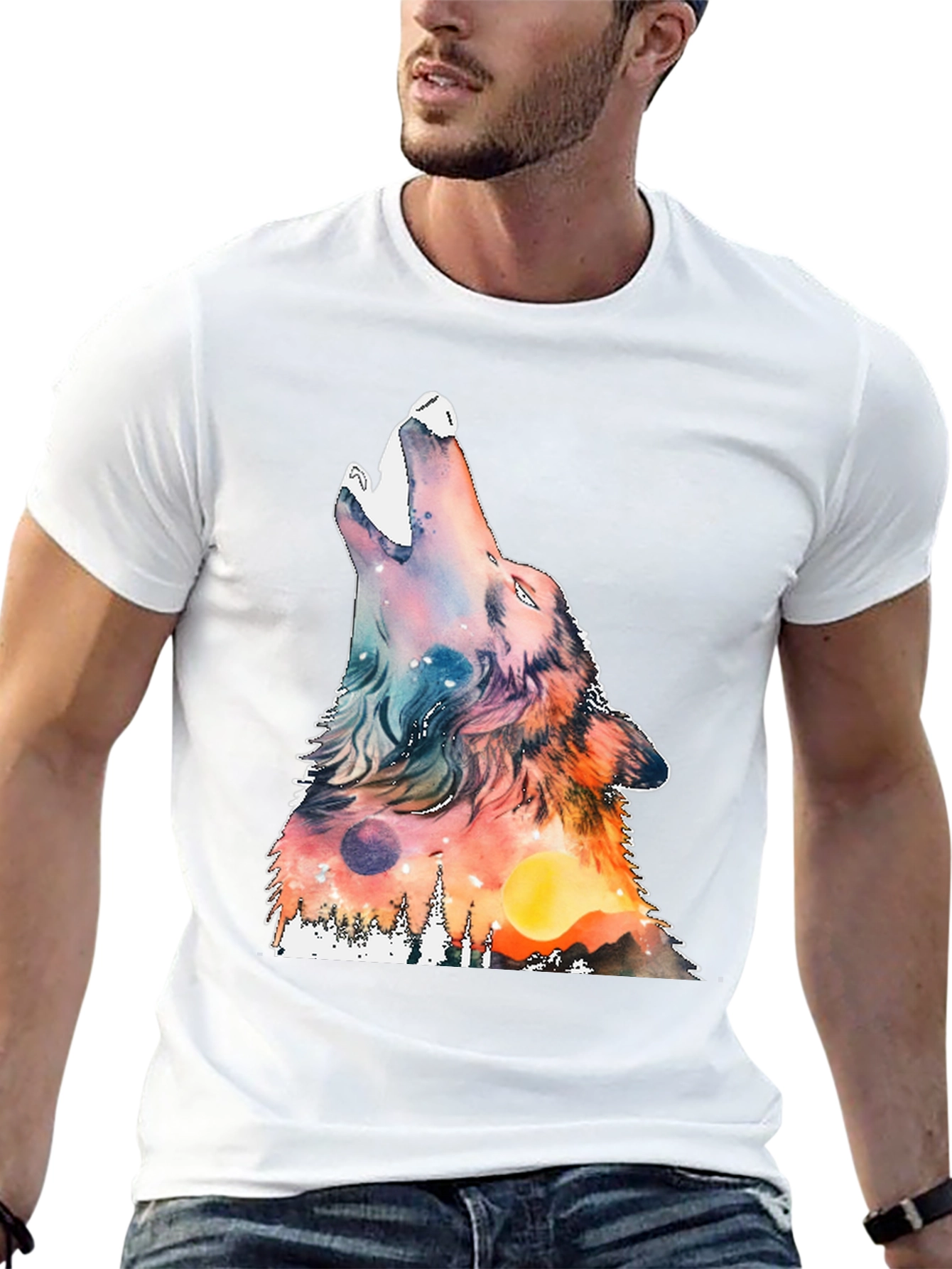 Wolf Howling Graphic Print Tee