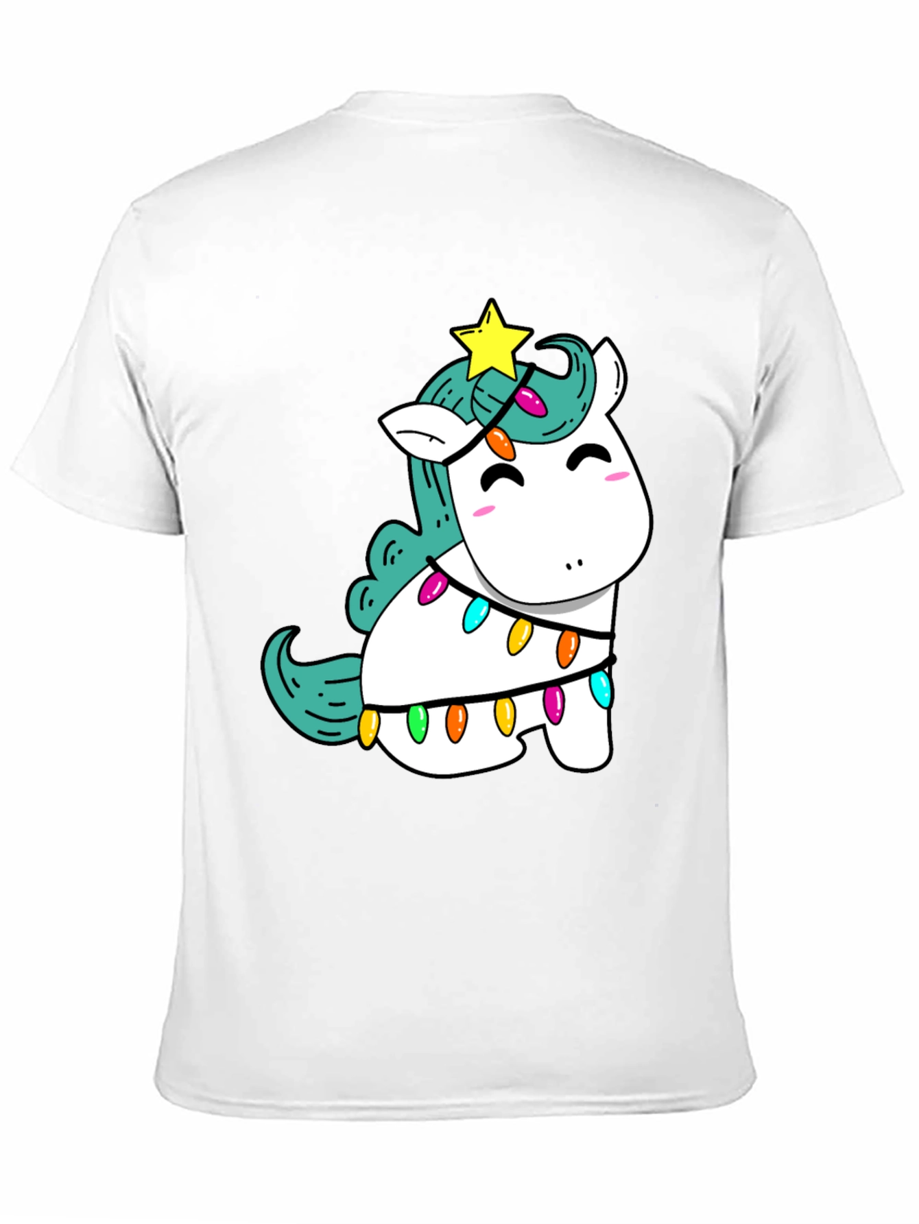 Unicorn Christmas Lights Black T-Shirt