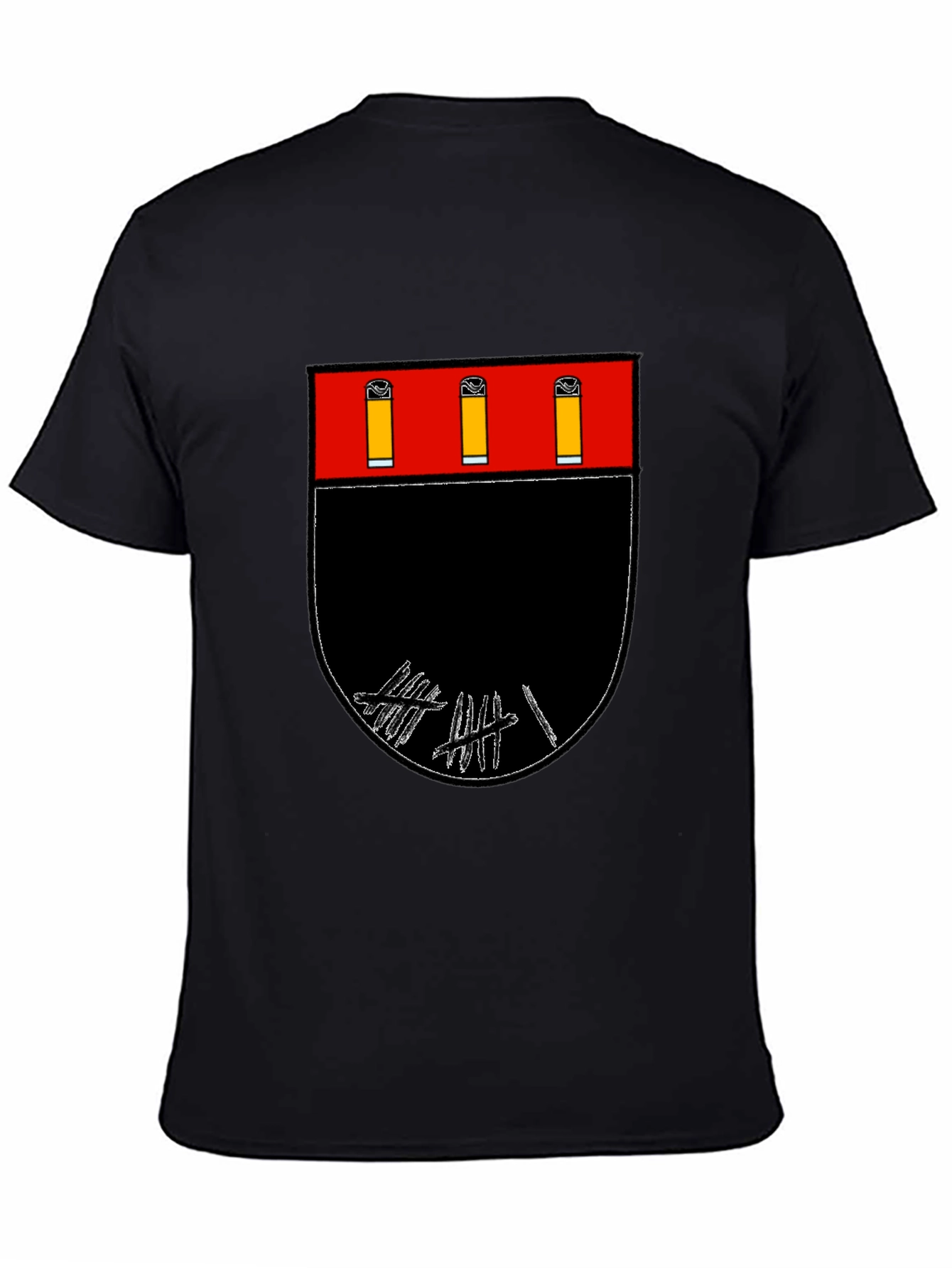 Graphic Tee: Abstract Crest Design Black T-Shirt