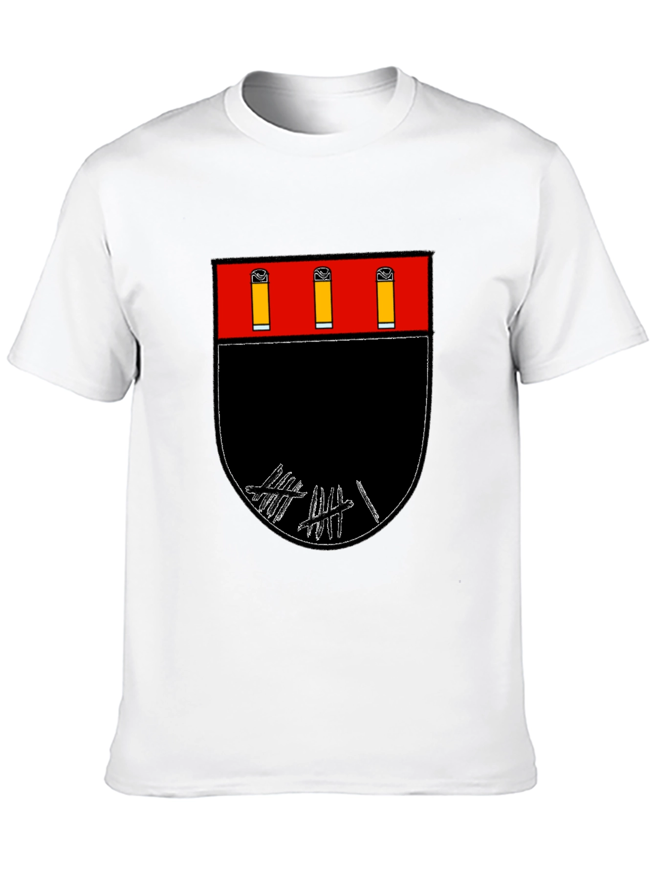Graphic Tee: Abstract Crest Design Black T-Shirt
