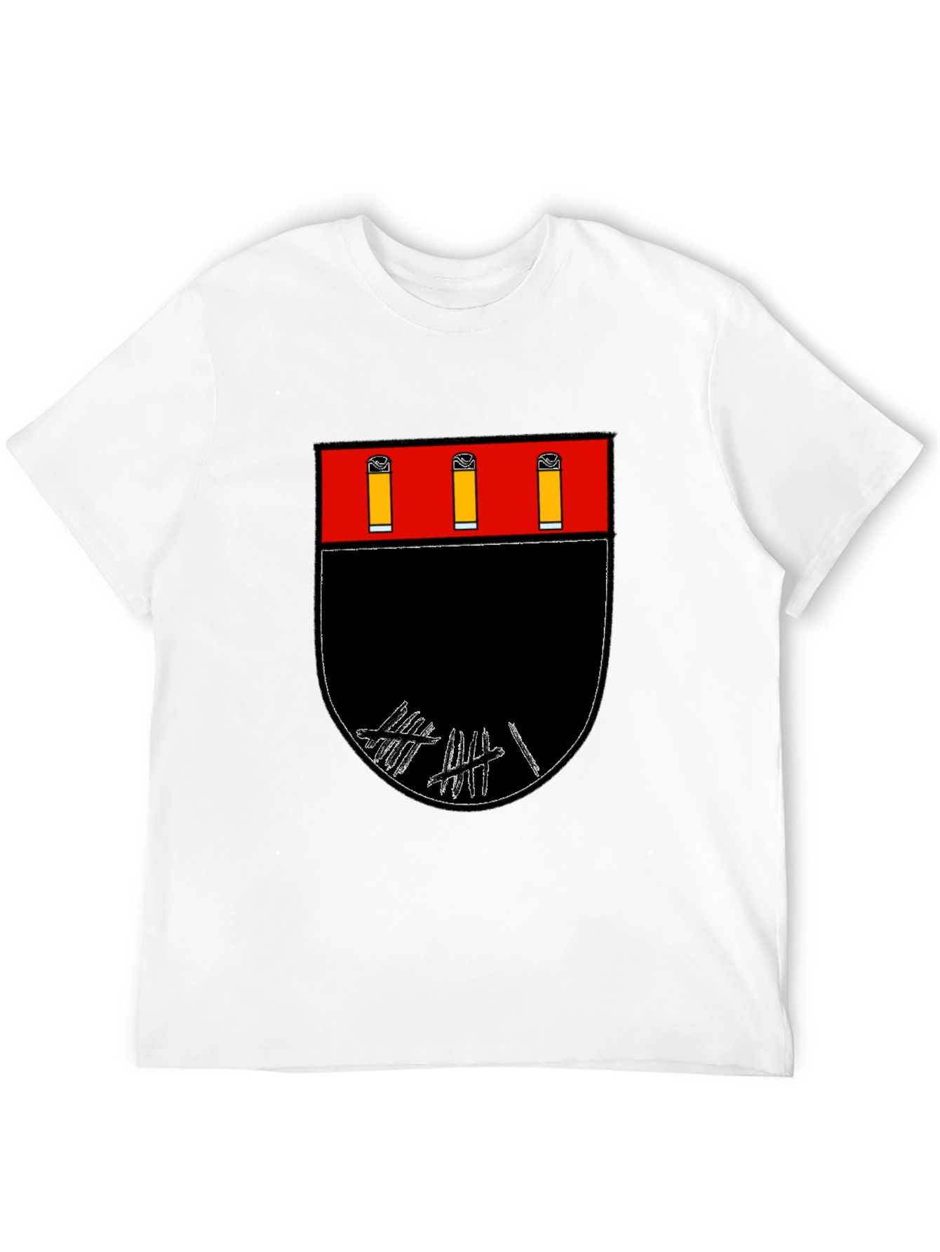 Graphic Tee: Abstract Crest Design Black T-Shirt