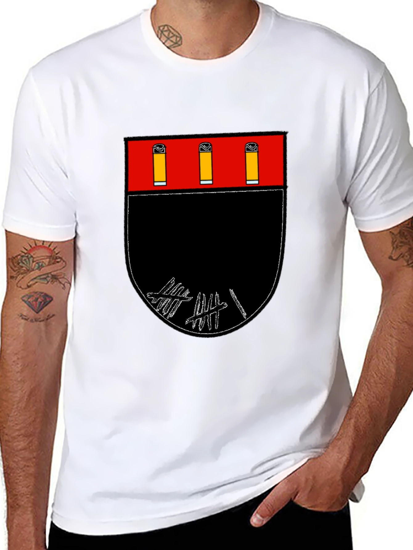Graphic Tee: Abstract Crest Design Black T-Shirt
